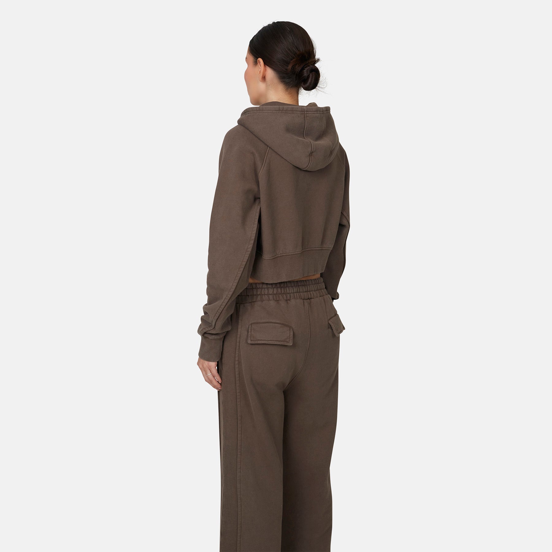 Monogram Brown Crop Zip Hoodie