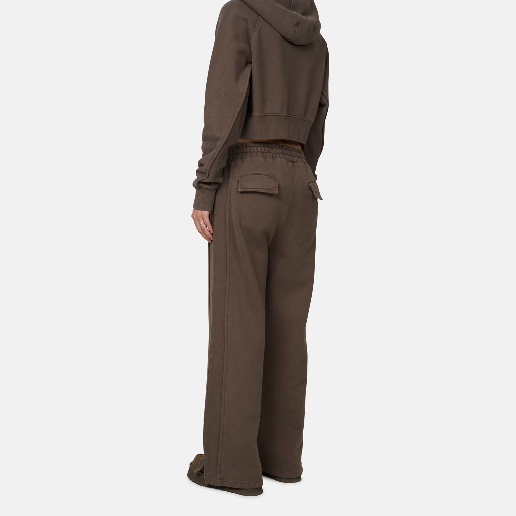 Monogram Brown Split Hem Jogger