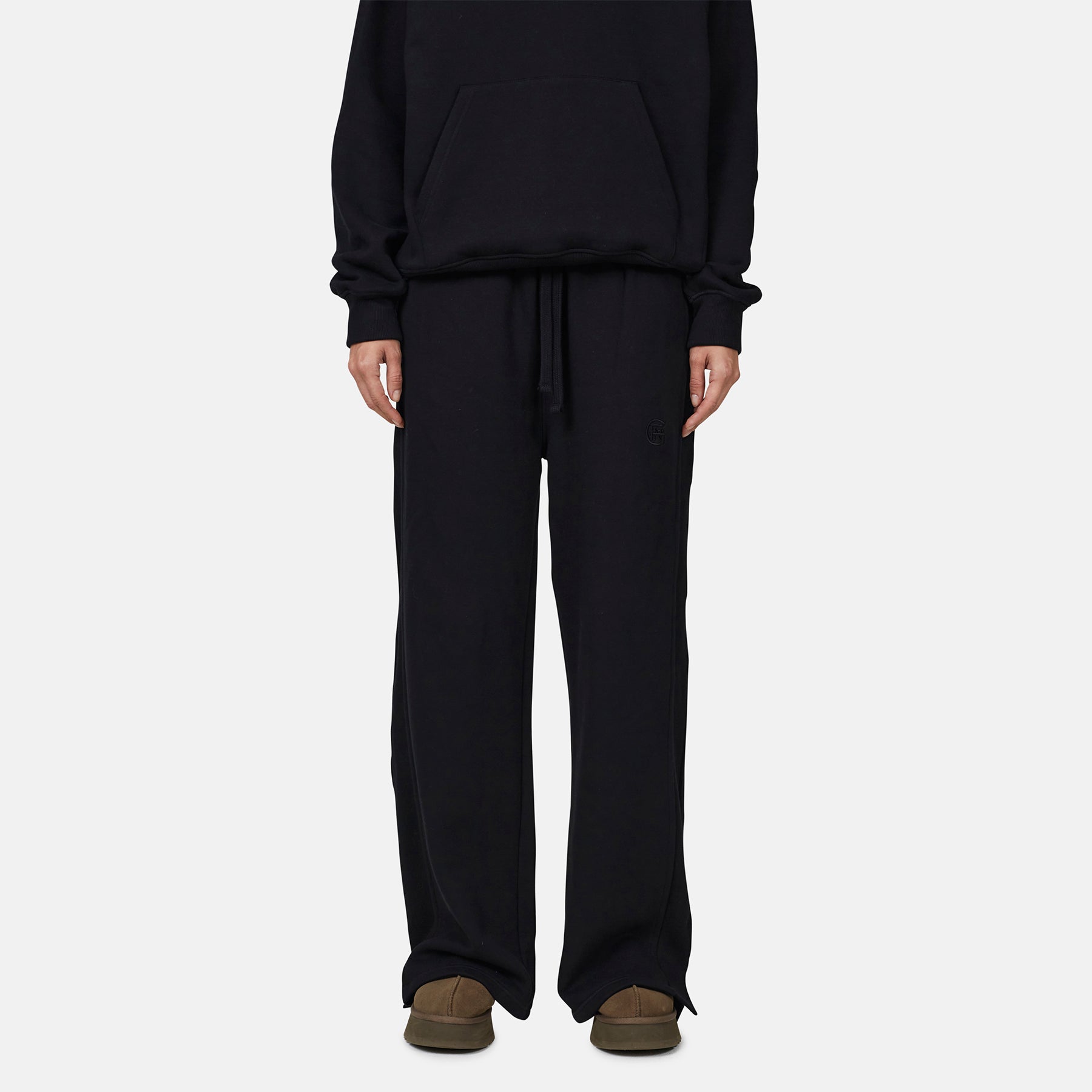 Monogram Black Split Hem Jogger