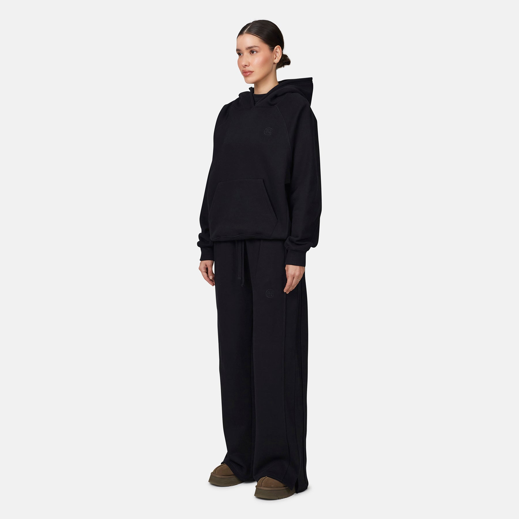 Monogram Black Split Hem Jogger