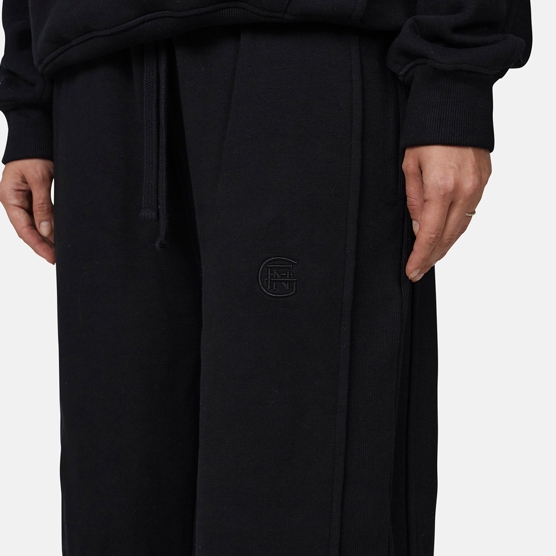 Monogram Black Split Hem Jogger
