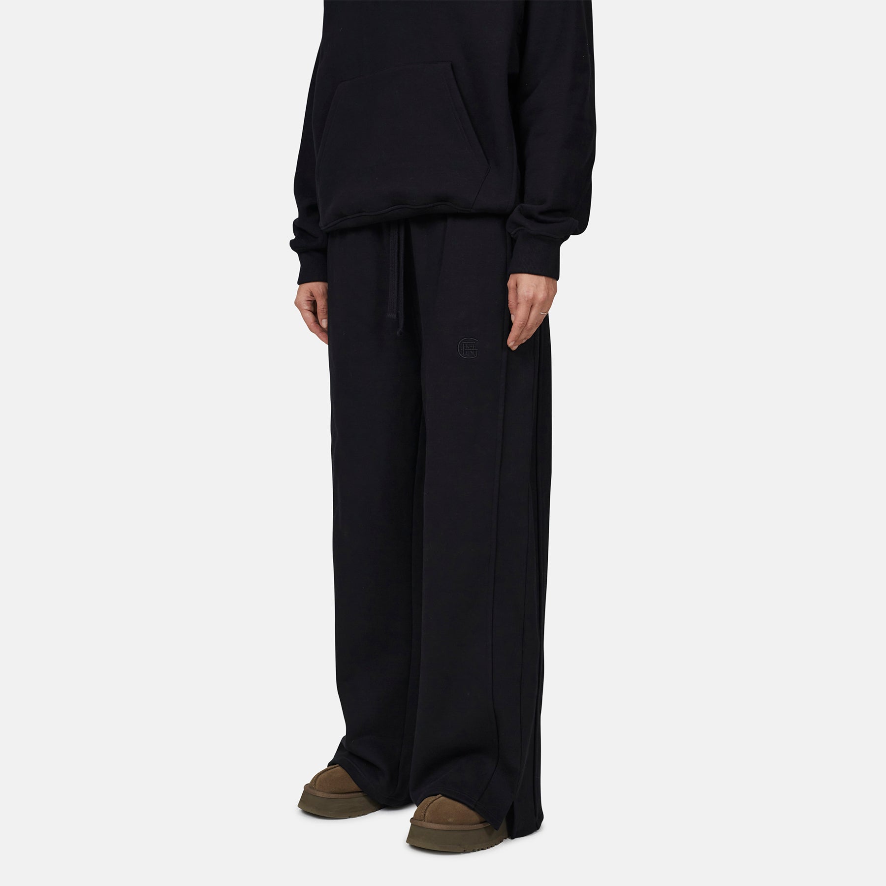 Monogram Black Split Hem Jogger