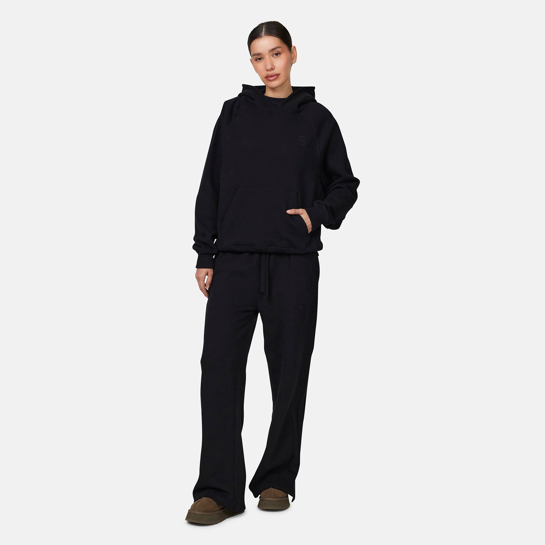 Monogram Black Split Hem Jogger