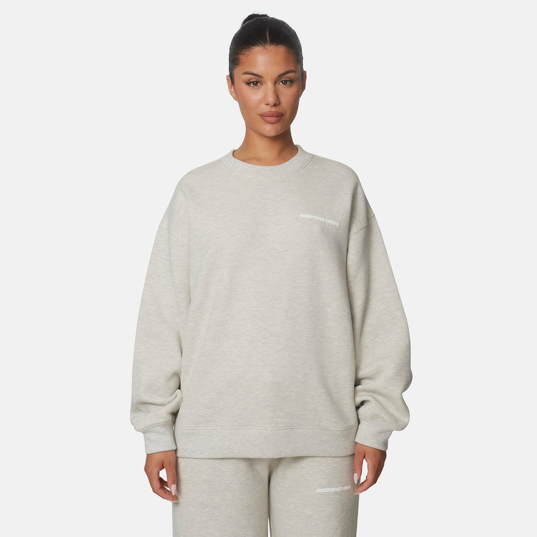 Essential Oat Marl Oversized Crewneck Sweater