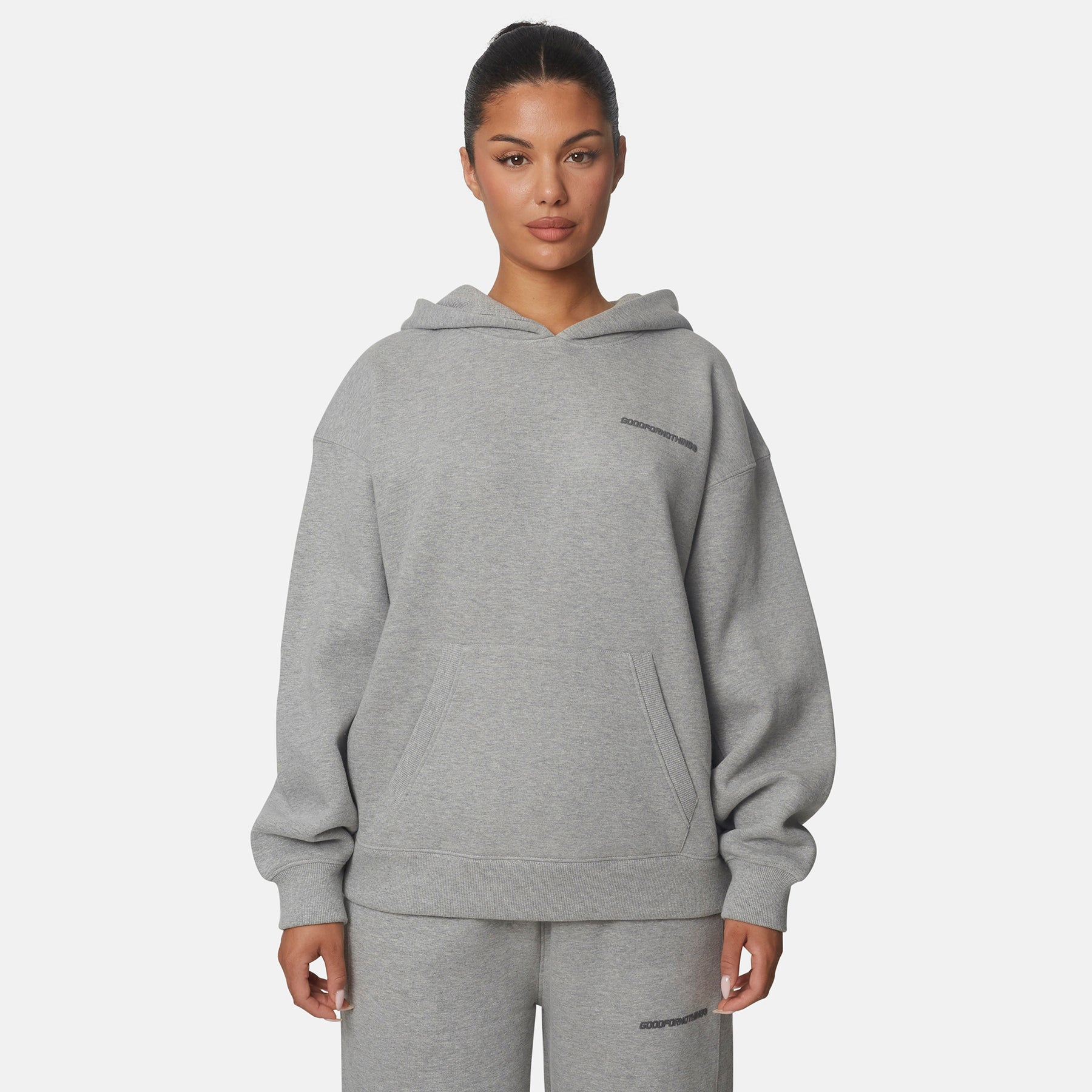 Essential Dark Grey Marl Oversized Pullover Hoodie