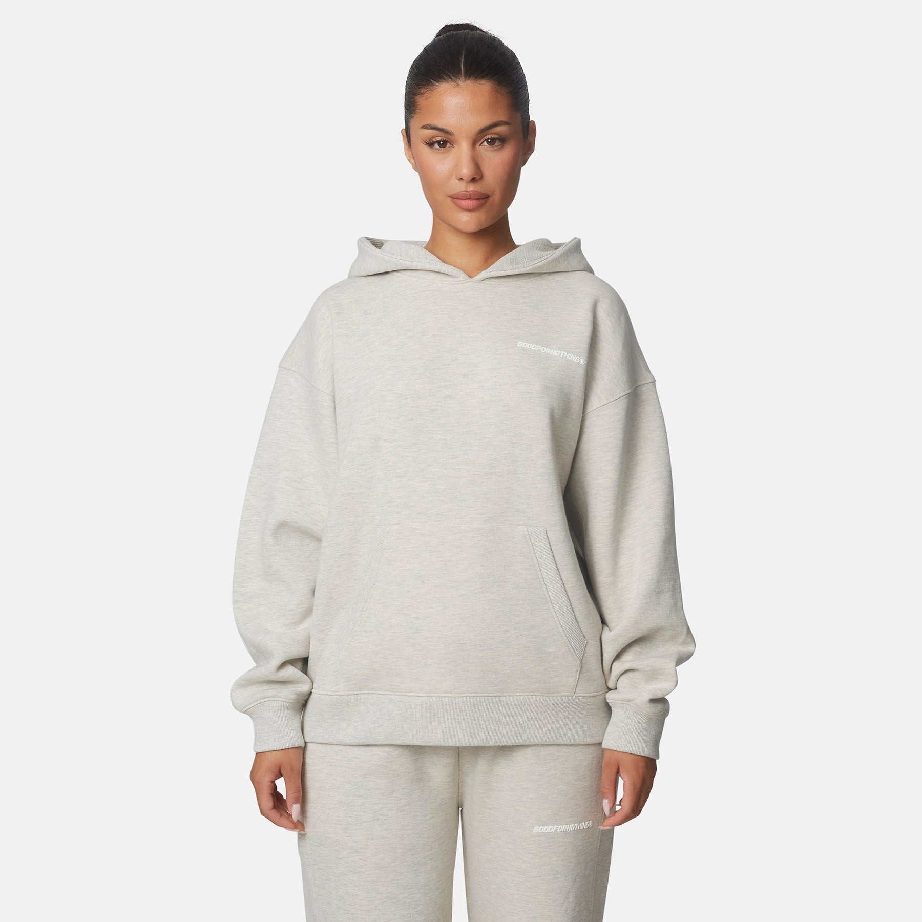 Essential Oat Marl Oversized Pullover Hoodie