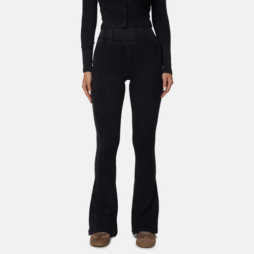 Monogram Ribbed Washed Black Leggings