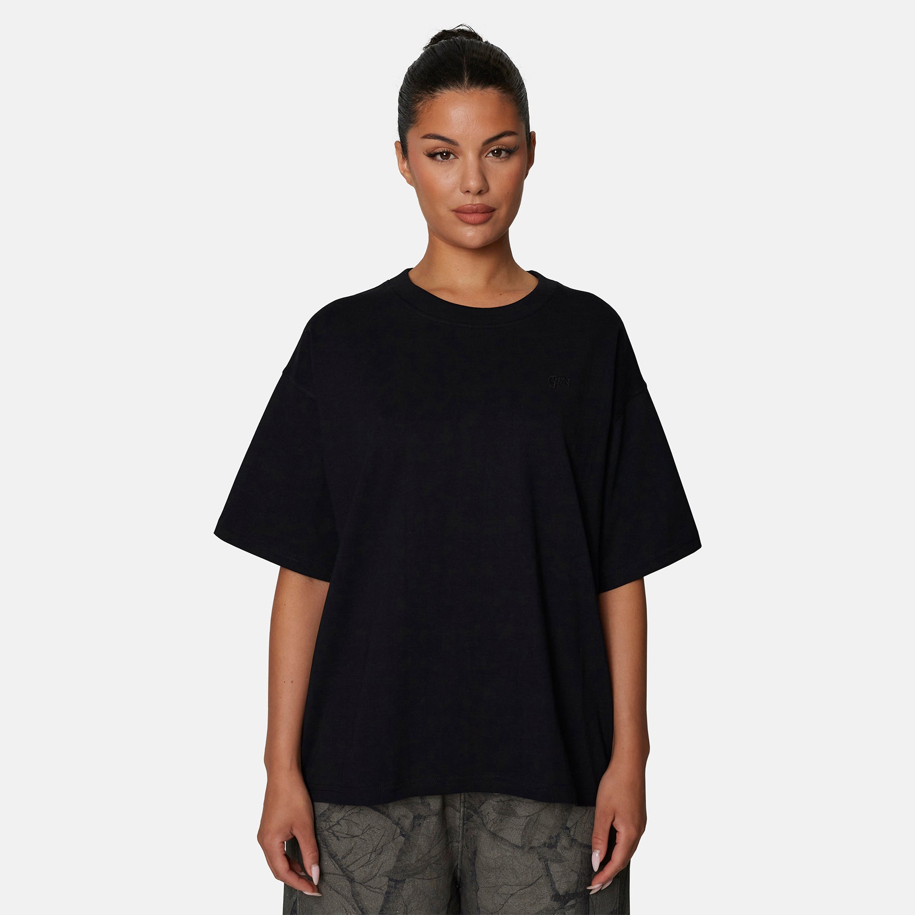 Micro Oversized Black Short Sleeve Tee