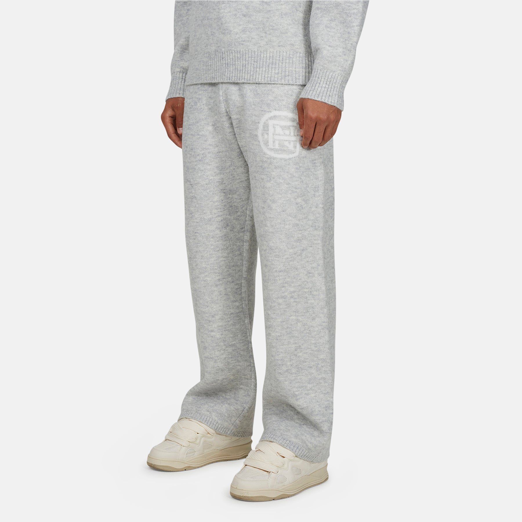 Monogram Fluffy Knit Grey Marl Pants