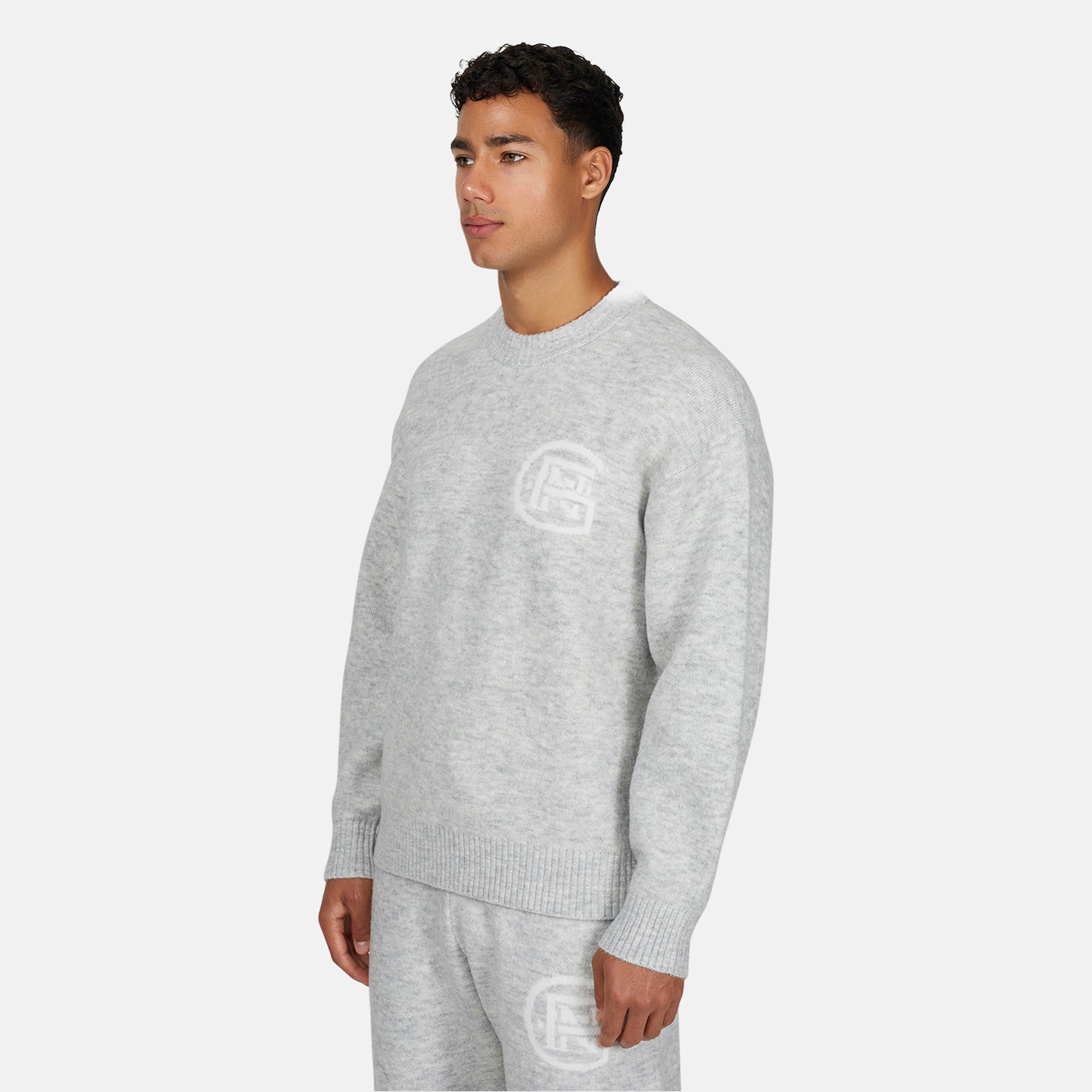 Monogram Fluffy Knit Grey Marl Jumper