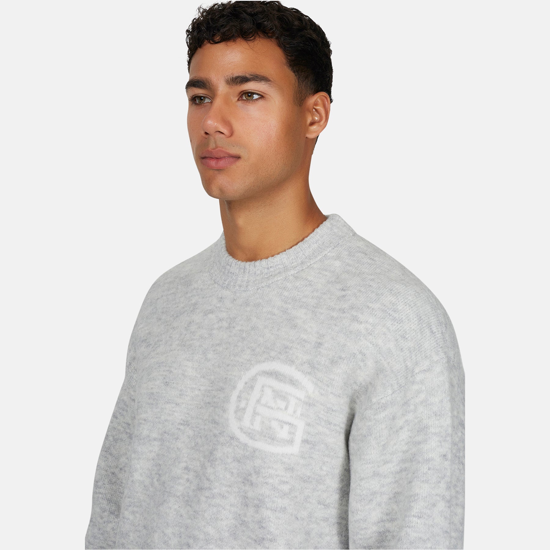 Monogram Fluffy Knit Grey Marl Jumper