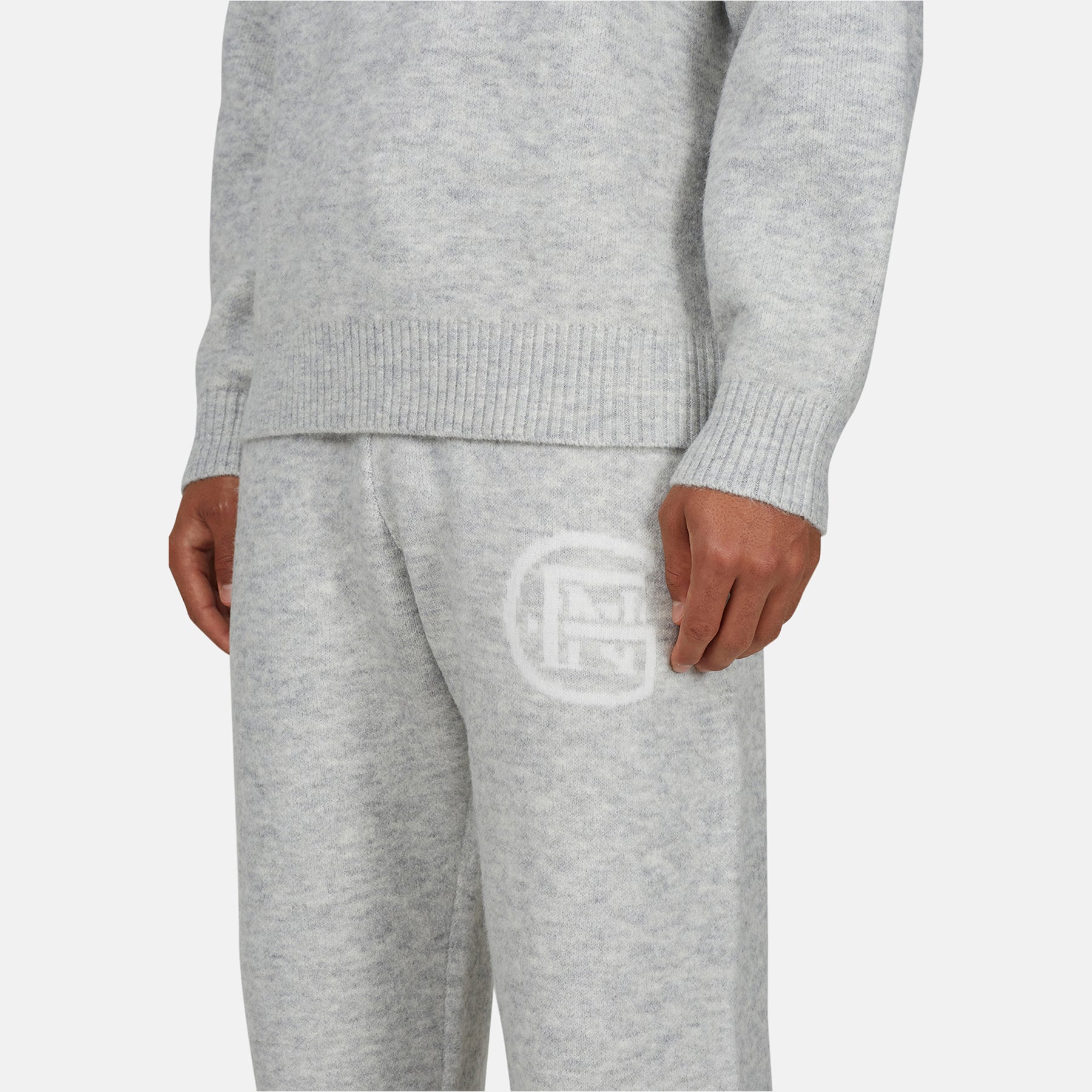 Monogram Fluffy Knit Grey Marl Pants
