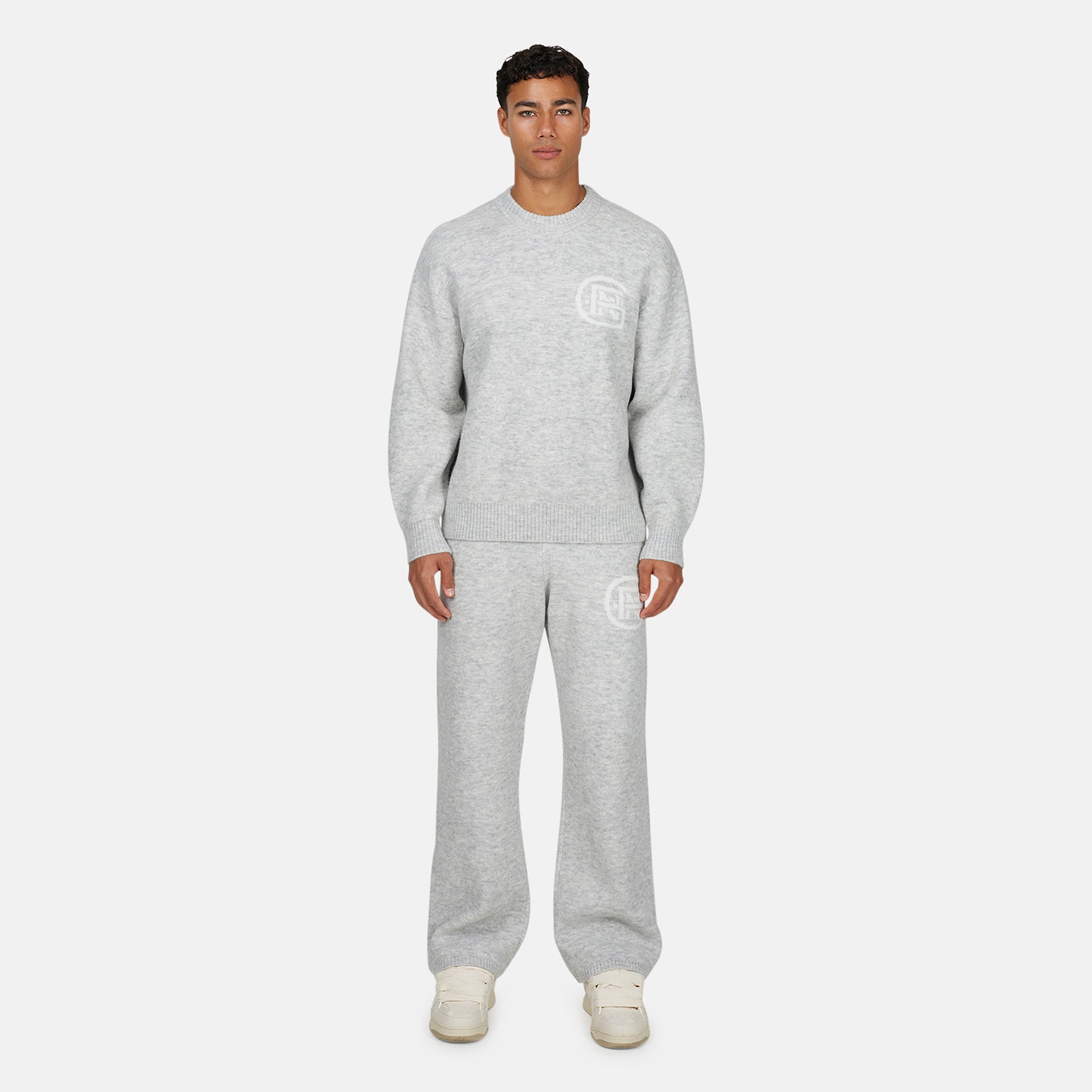 Monogram Fluffy Knit Grey Marl Jumper