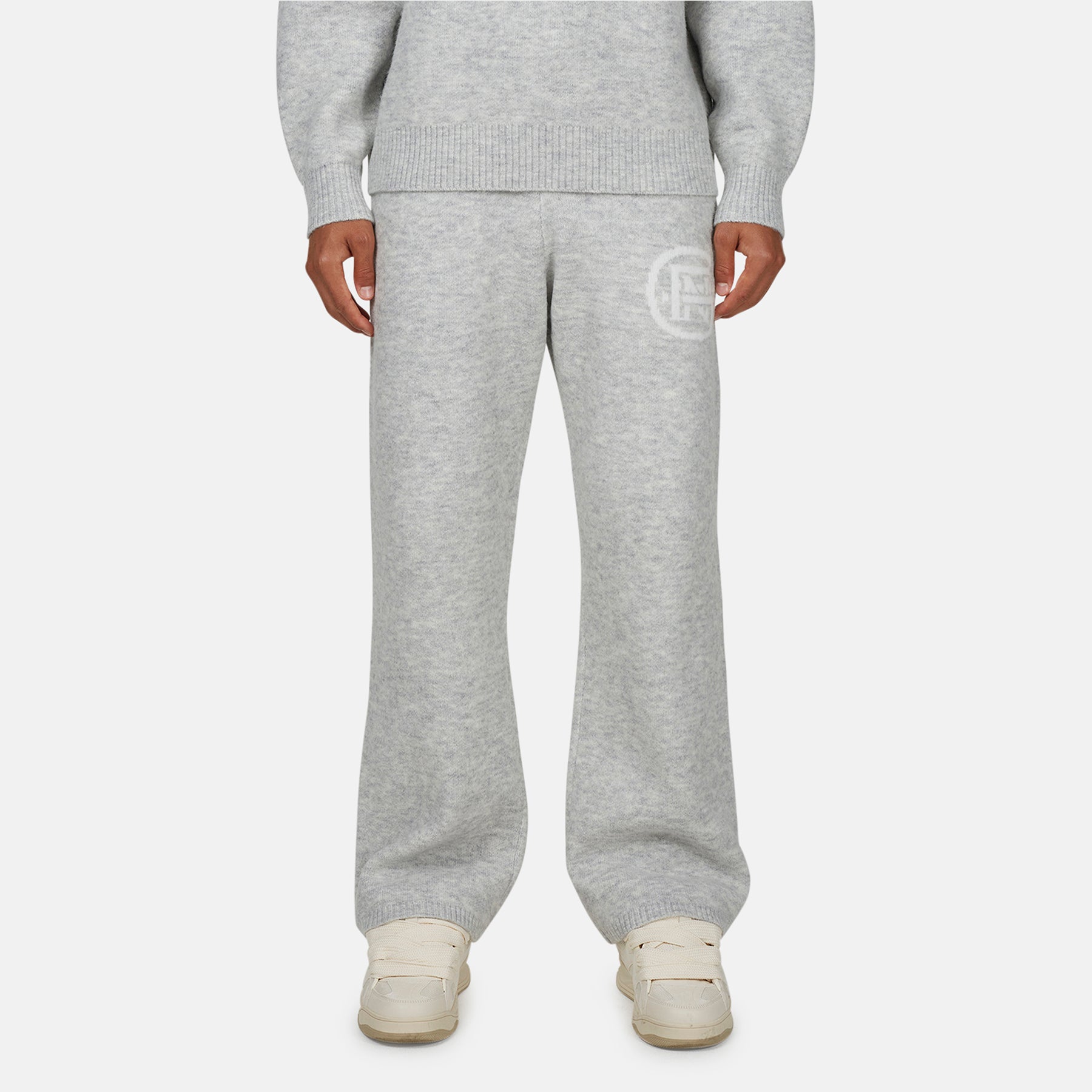 Monogram Fluffy Knit Grey Marl Pants