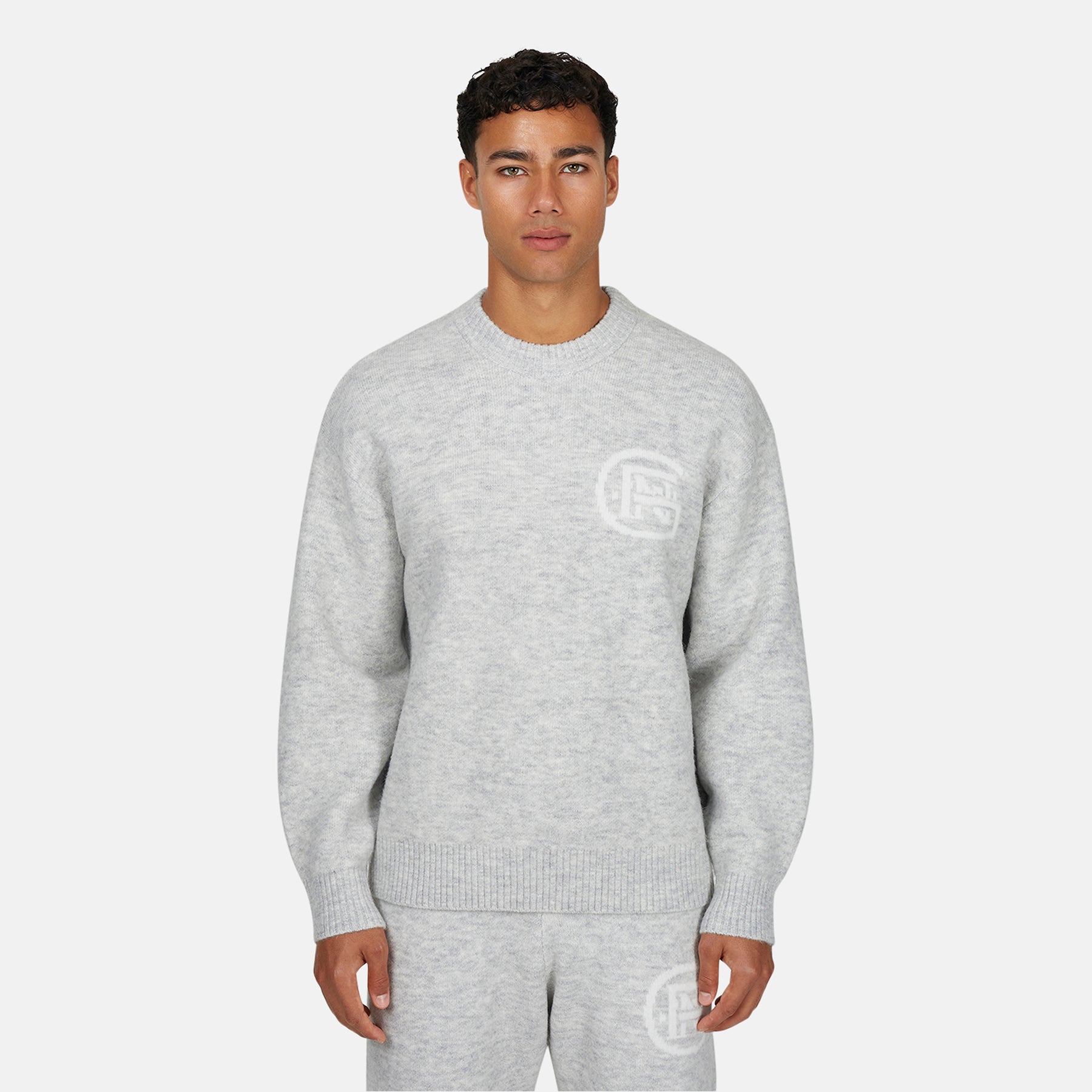 Monogram Fluffy Knit Grey Marl Jumper