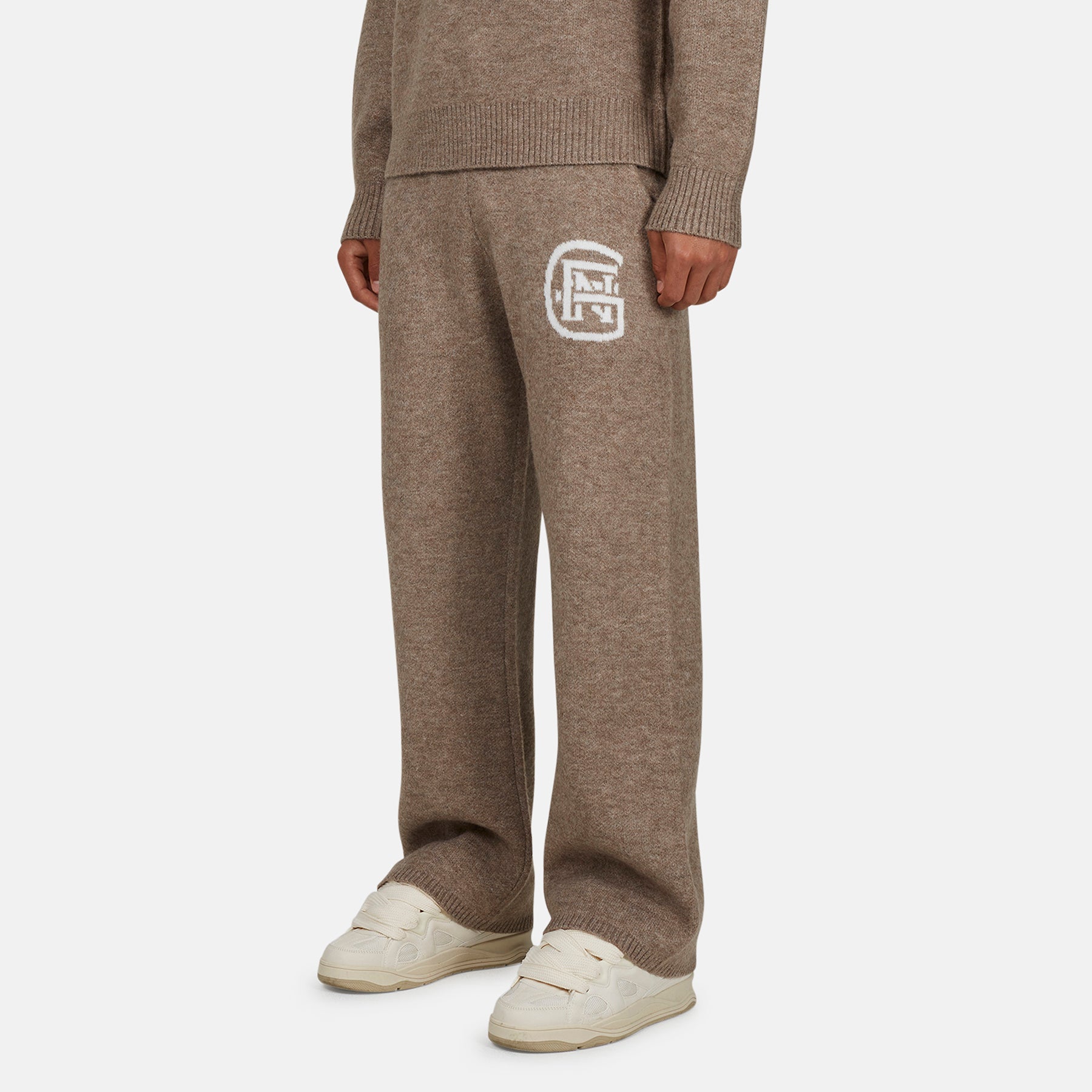 Monogram Fluffy Knit Taupe  Pants