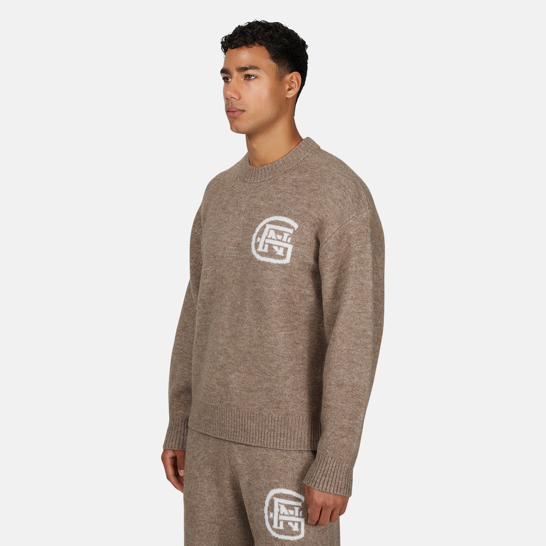 Monogram Fluffy Knit Taupe Jumper