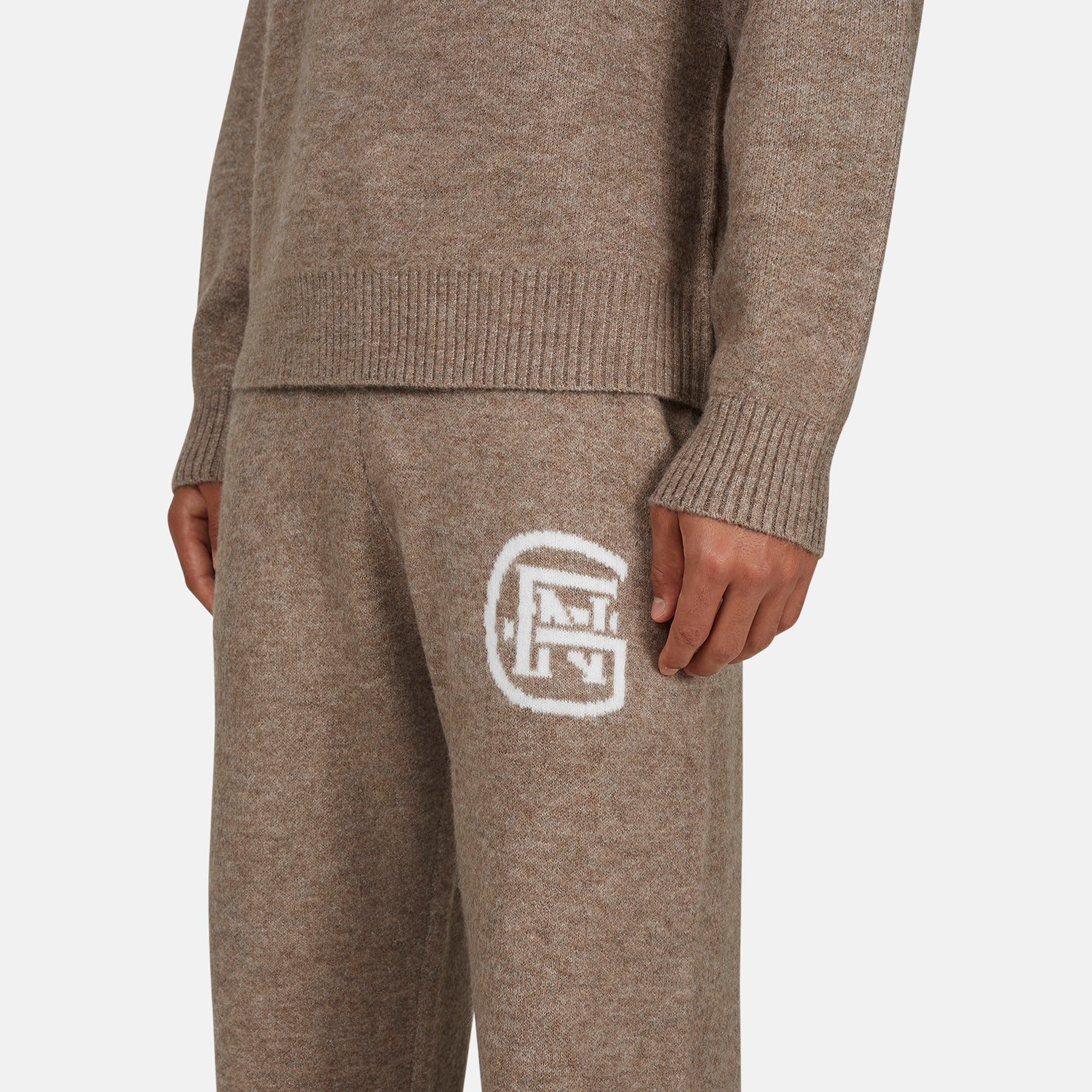 Monogram Fluffy Knit Taupe  Pants