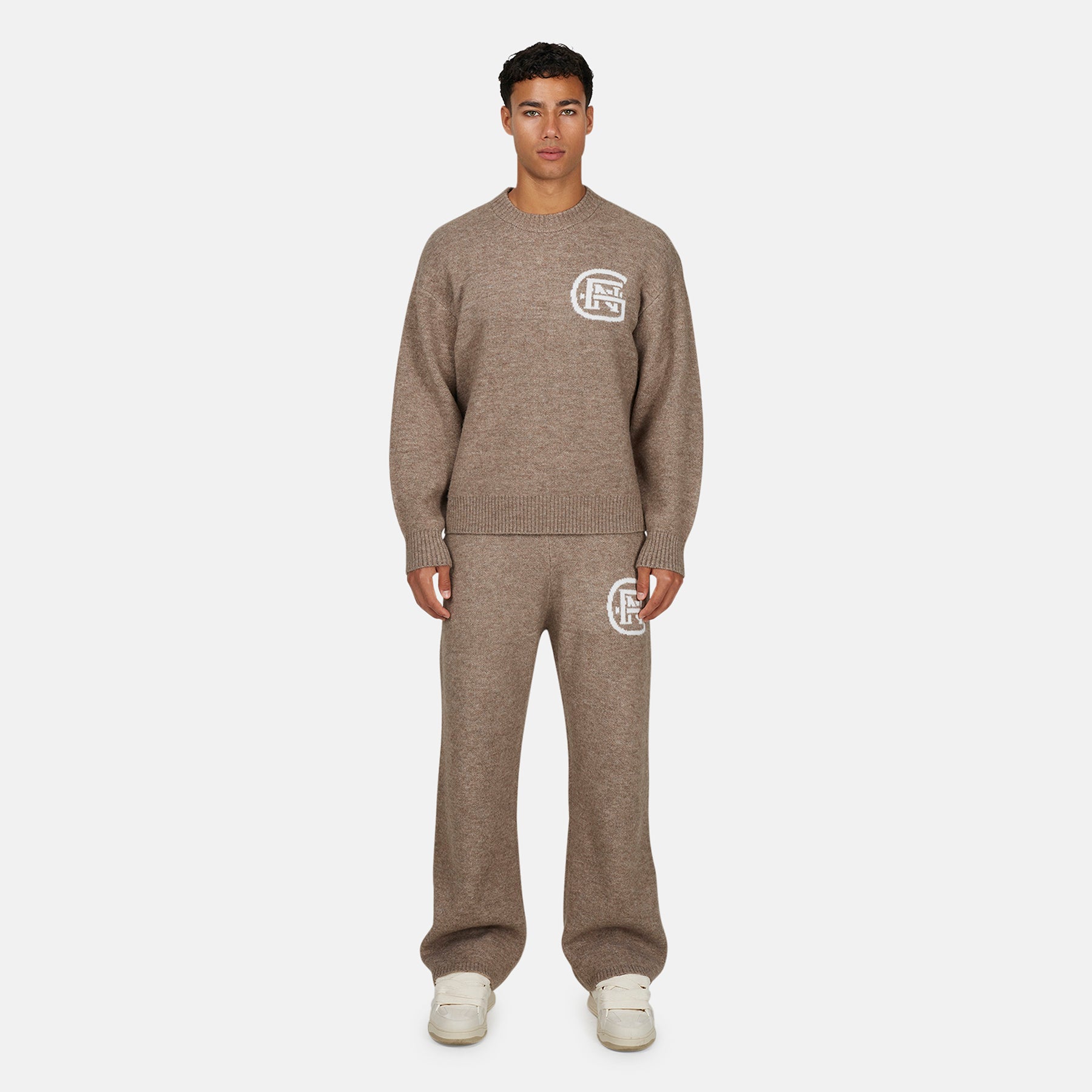 Monogram Fluffy Knit Taupe Jumper