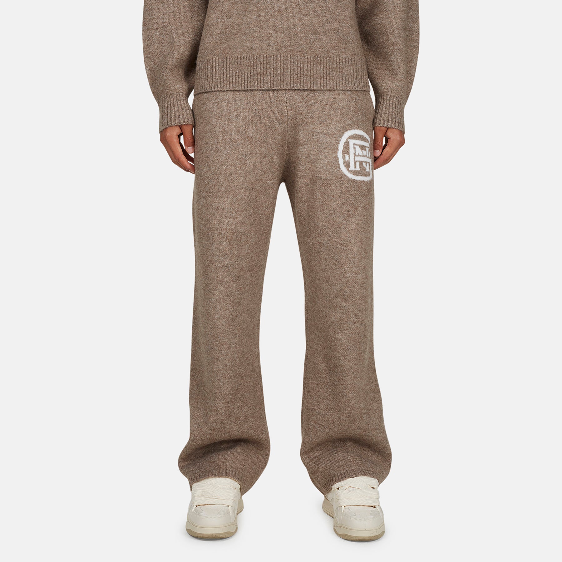 Monogram Fluffy Knit Taupe  Pants