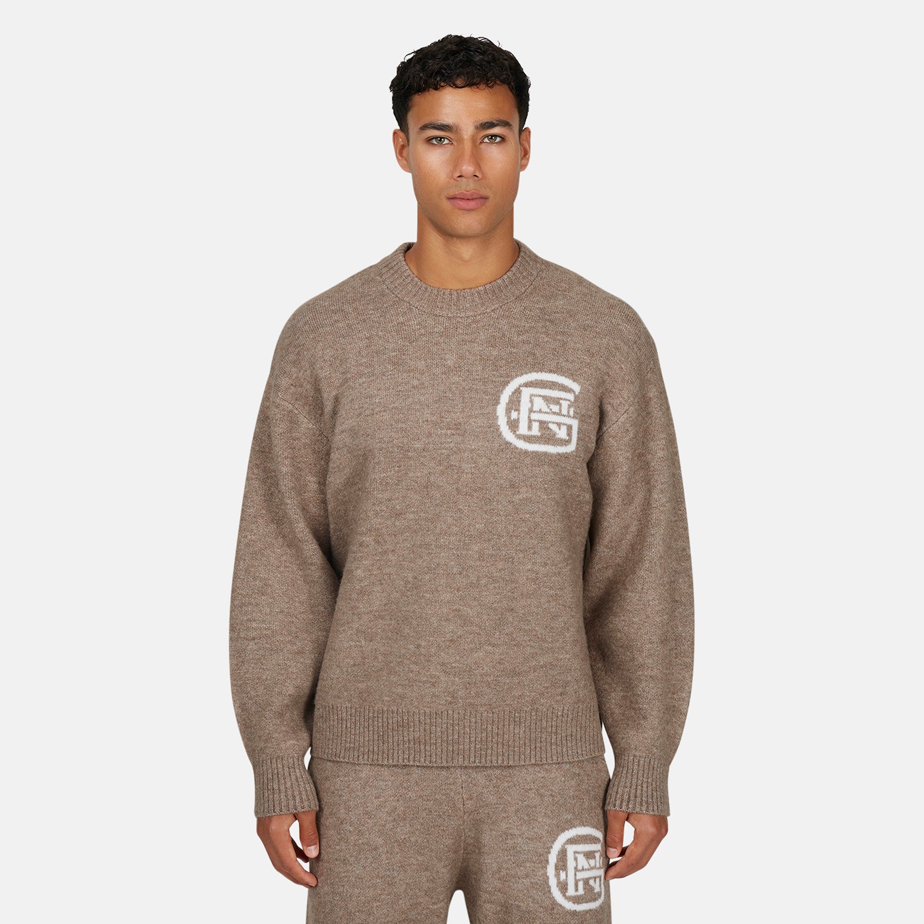 Monogram Fluffy Knit Taupe Jumper