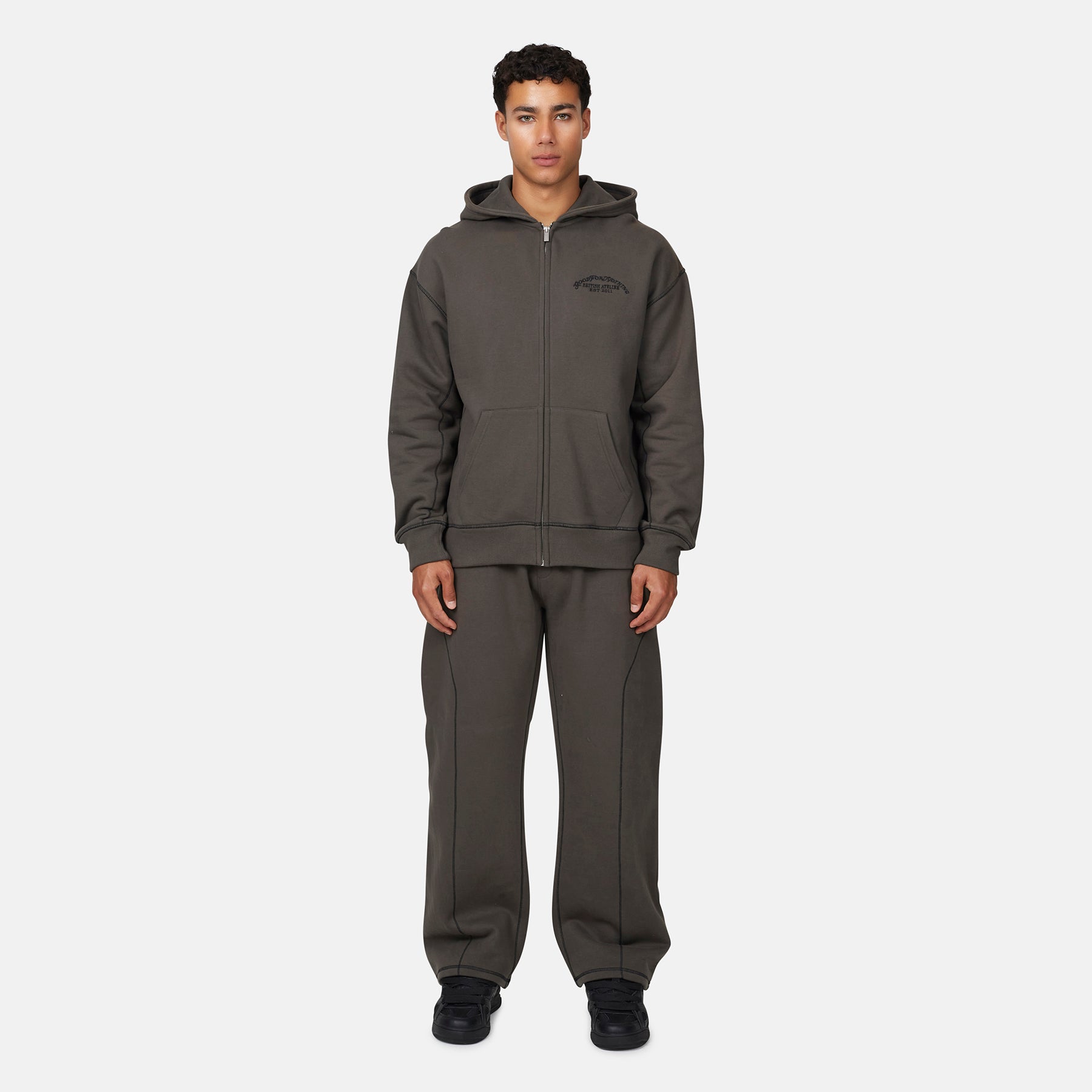 Overlock Gunmetal Zip Hoodie