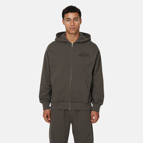 Overlock Gunmetal Zip Hoodie