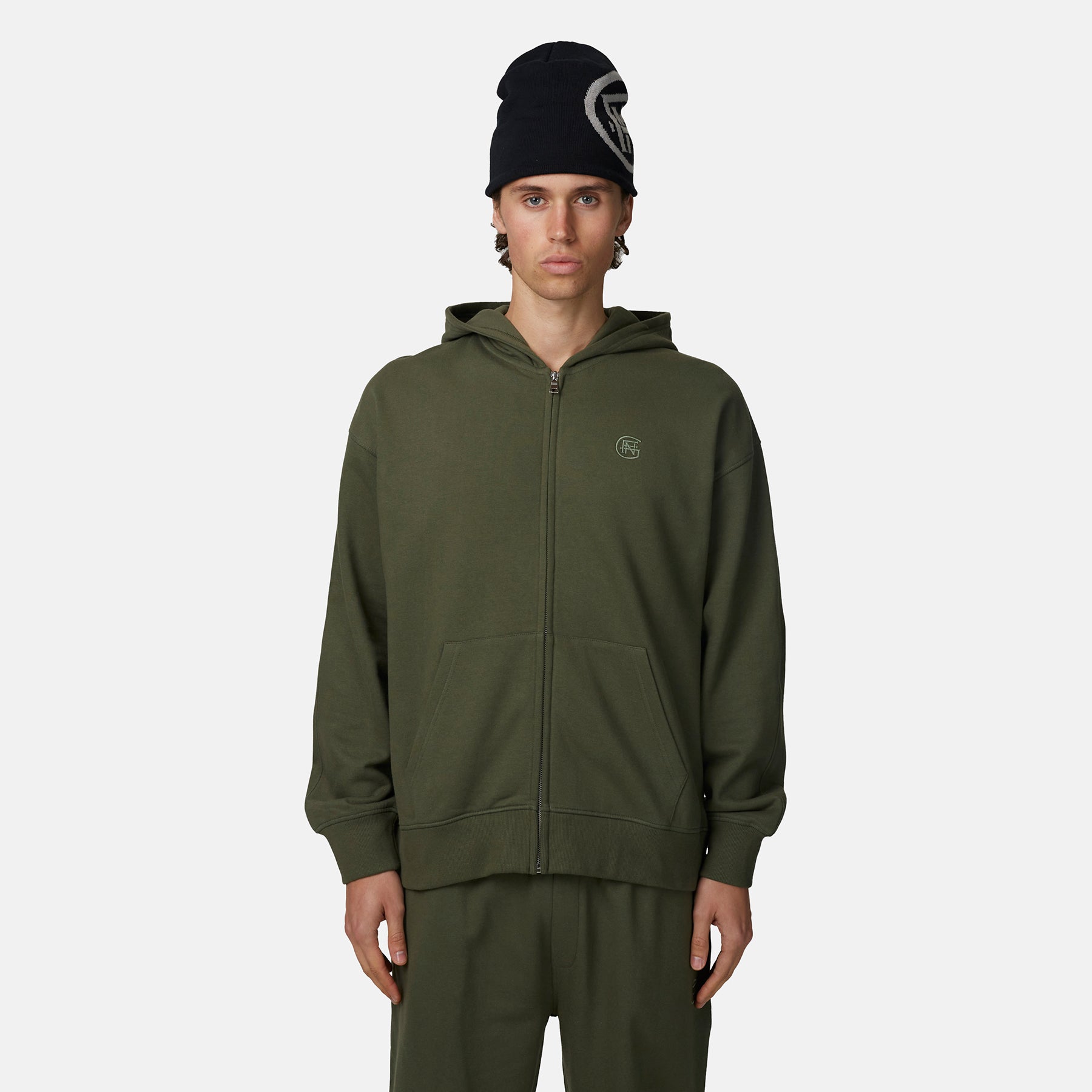 Oversized Monogram Thyme Zip Hoodie