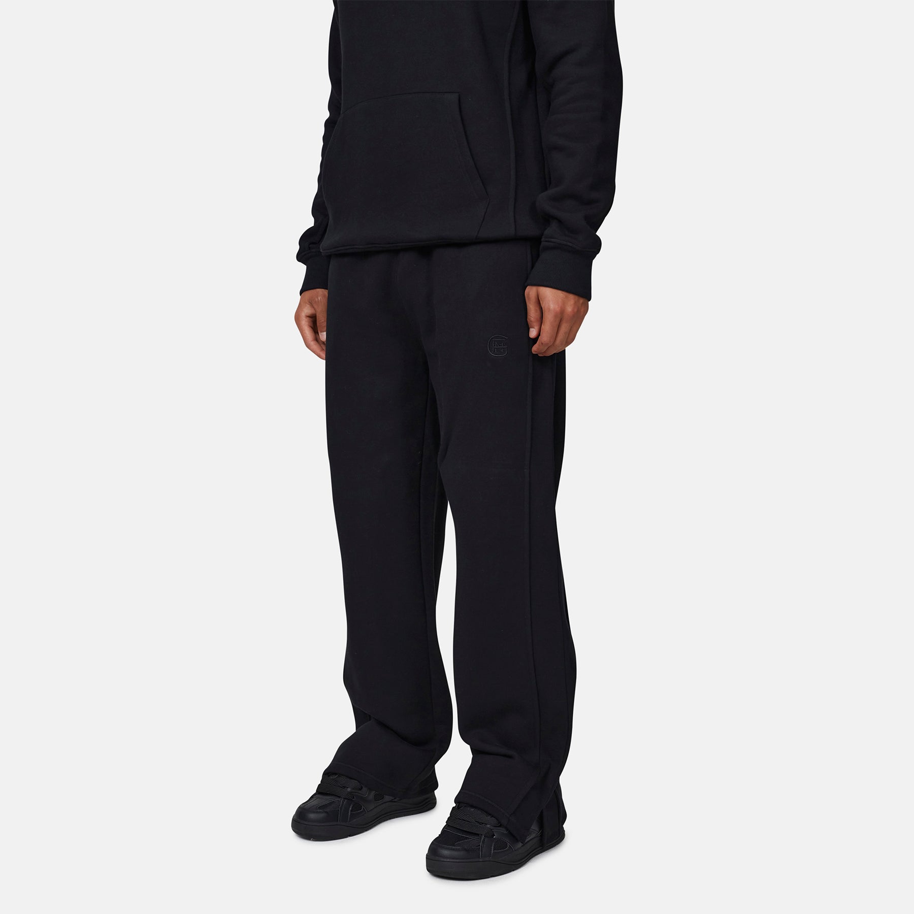 Monogram Black Split Hem Jogger