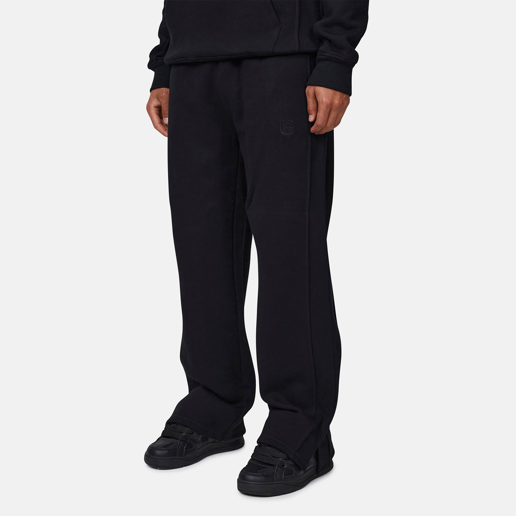 Monogram Black Split Hem Jogger
