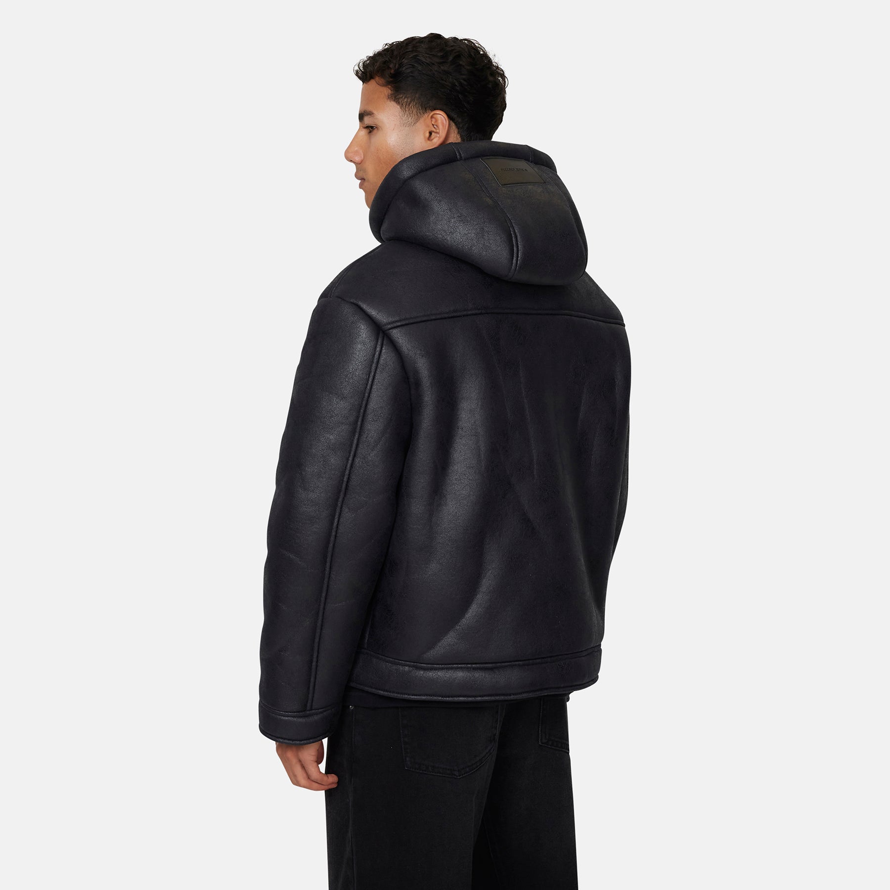 Sherpa Quilted Zip Black Jacket