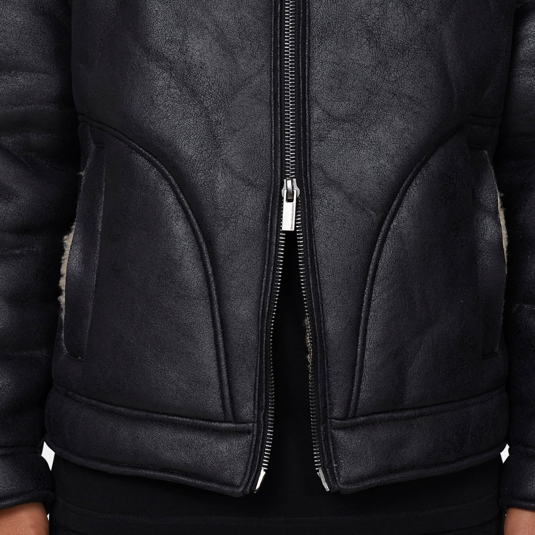 Sherpa Quilted Zip Black Jacket
