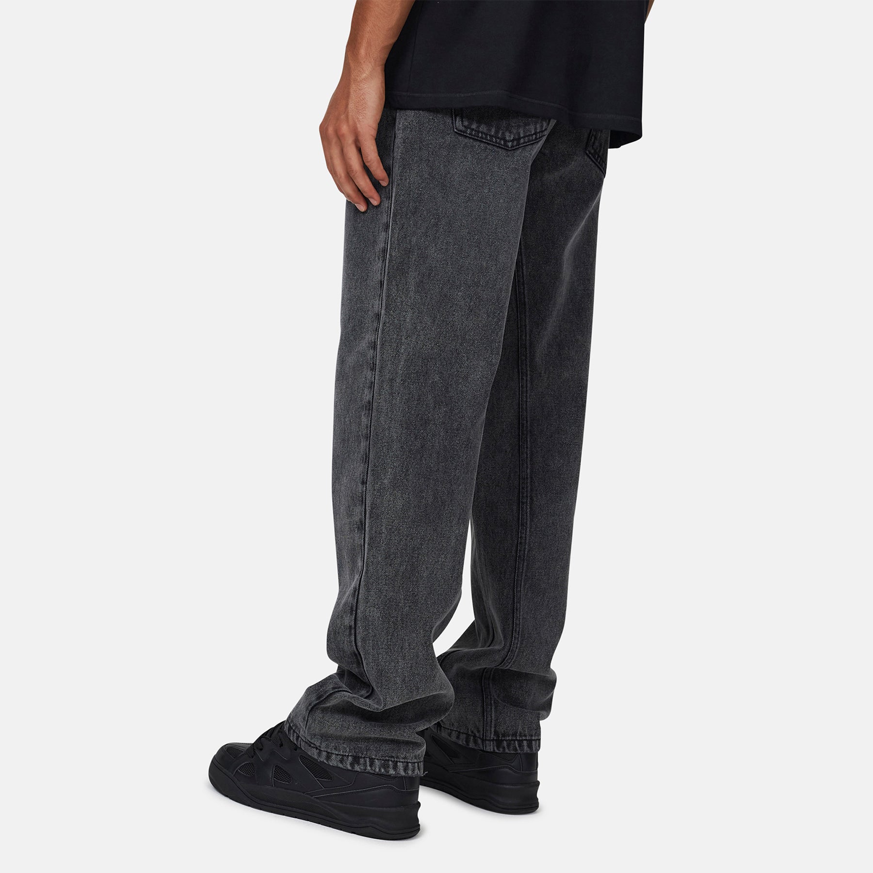 Heavy Washed Acid Grey Denim Jeans