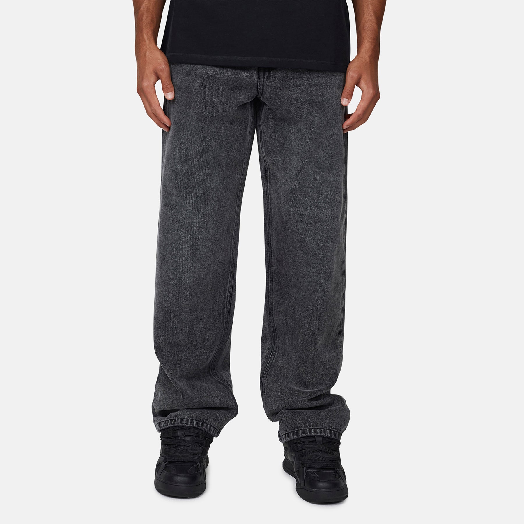 Heavy Washed Acid Grey Denim Jeans