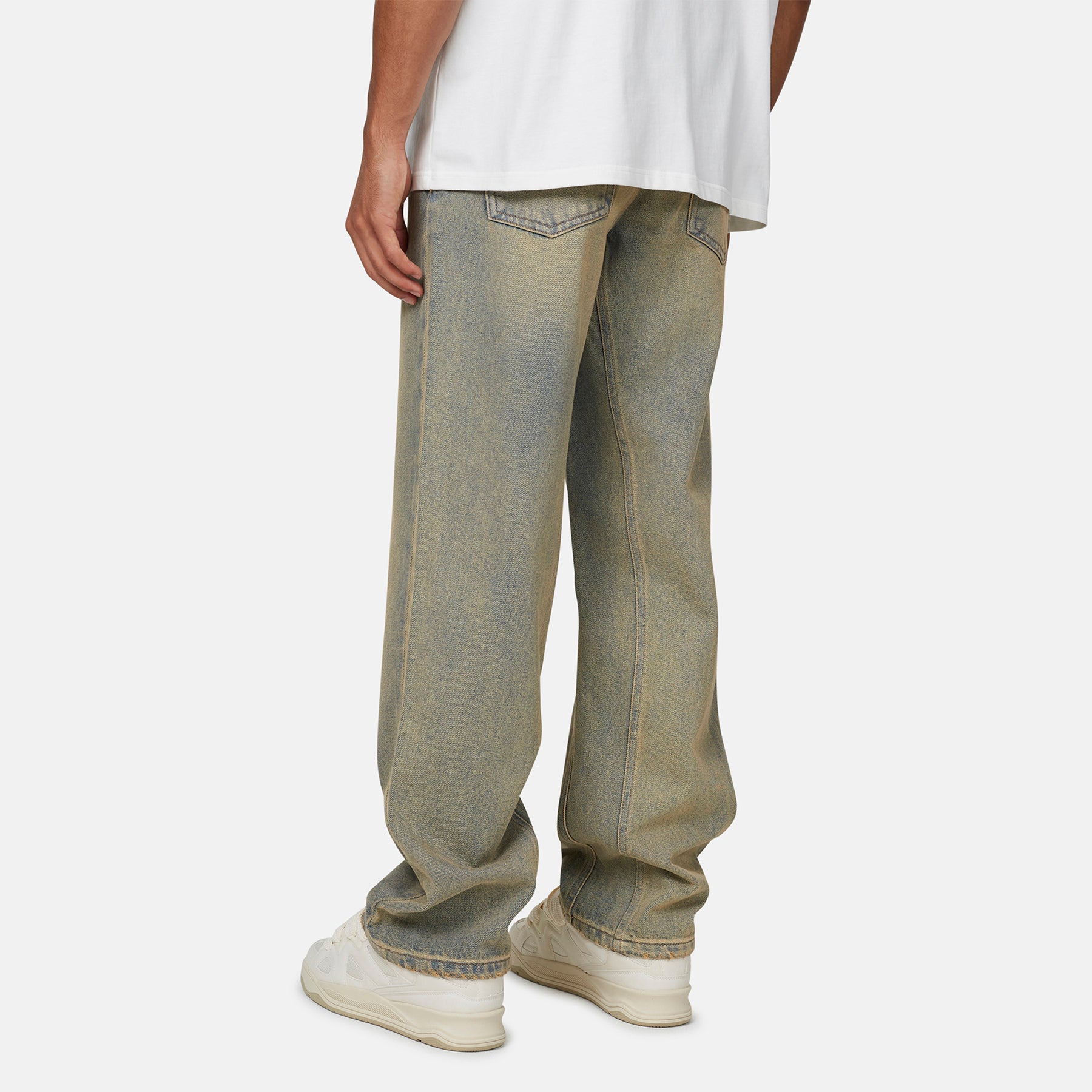 Heavy Washed Sand Blue Denim Jeans
