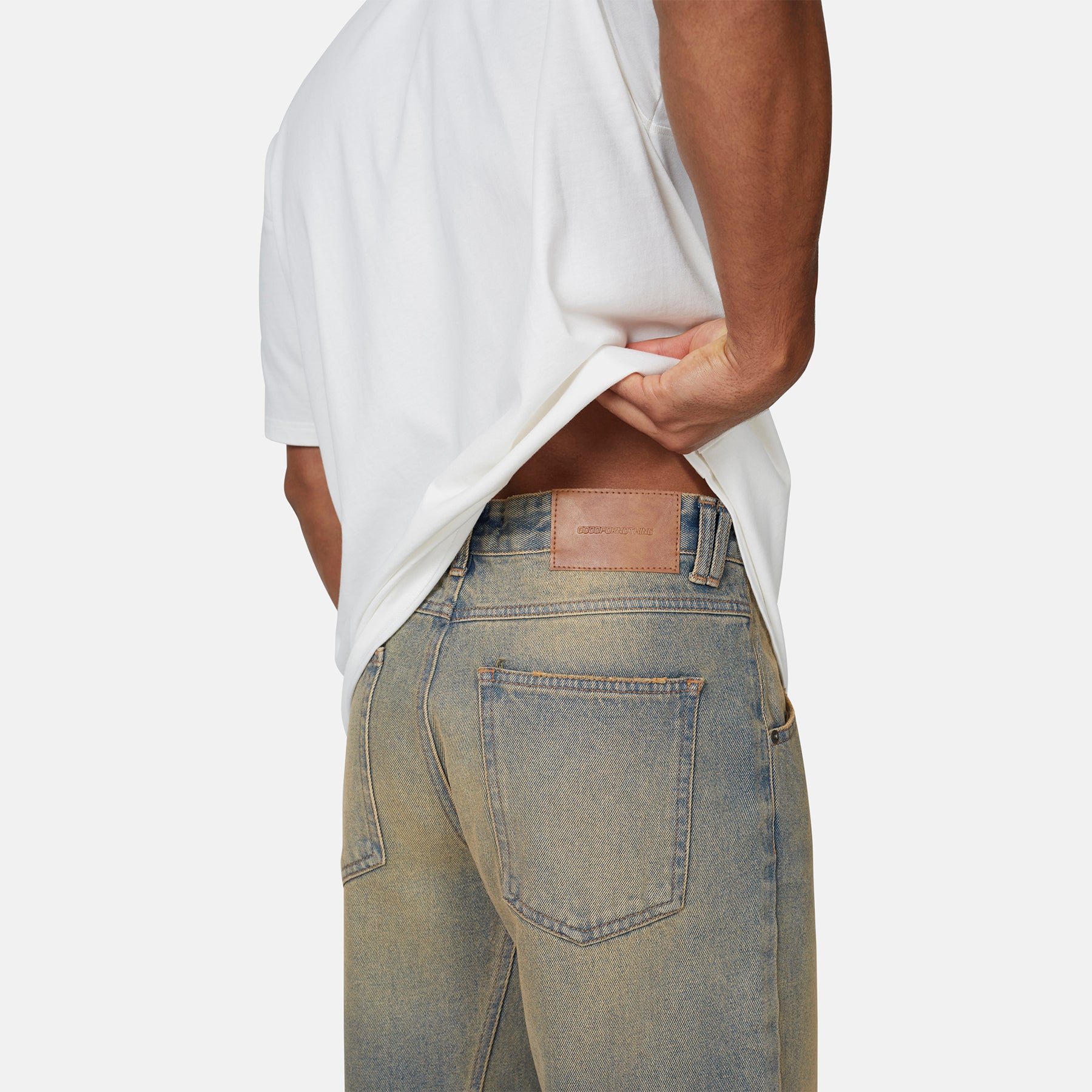 Heavy Washed Cargo Sand Blue Denim Jeans