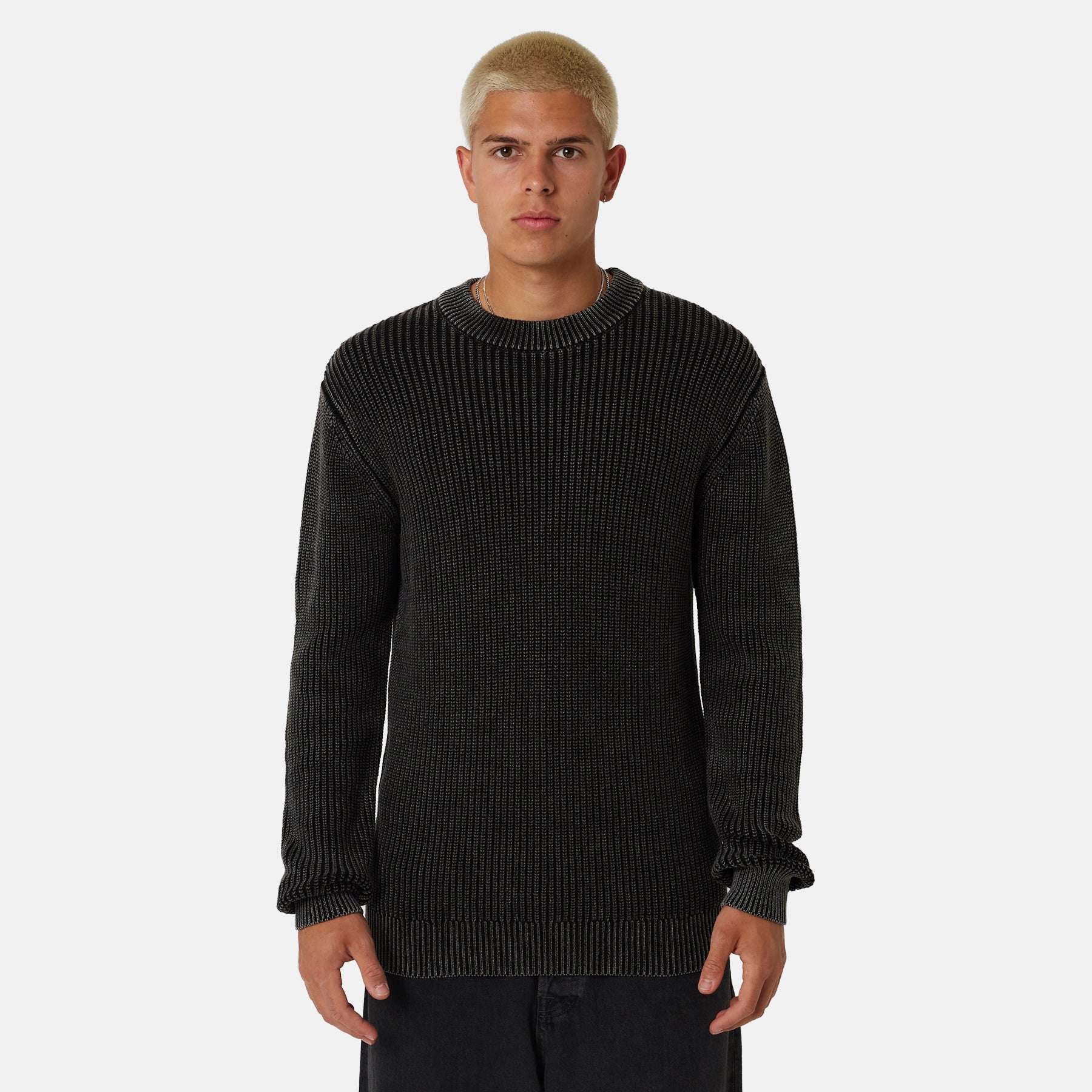 Acid Washed Knitted Crewneck