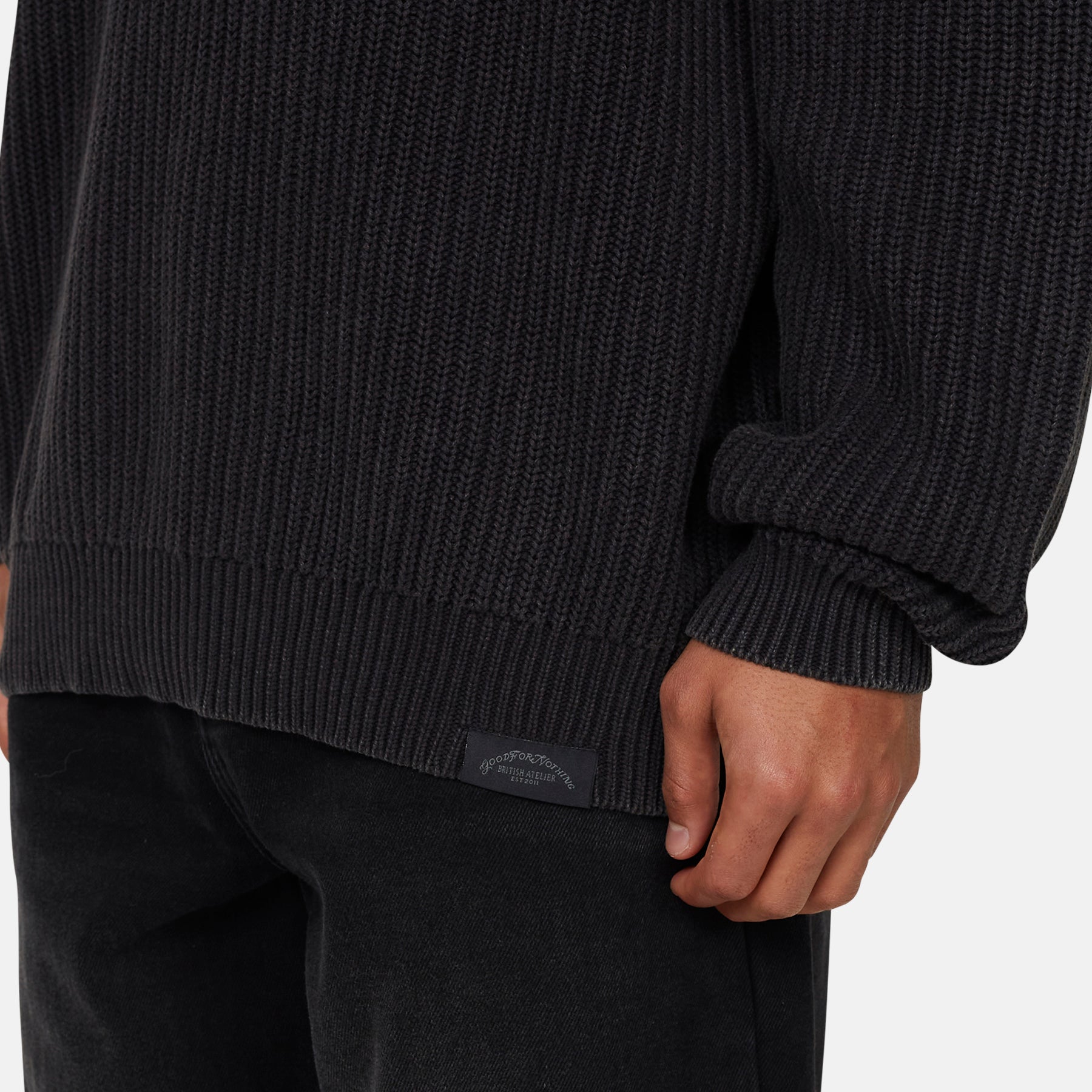 Acid Wash Cable Knitwear Crew