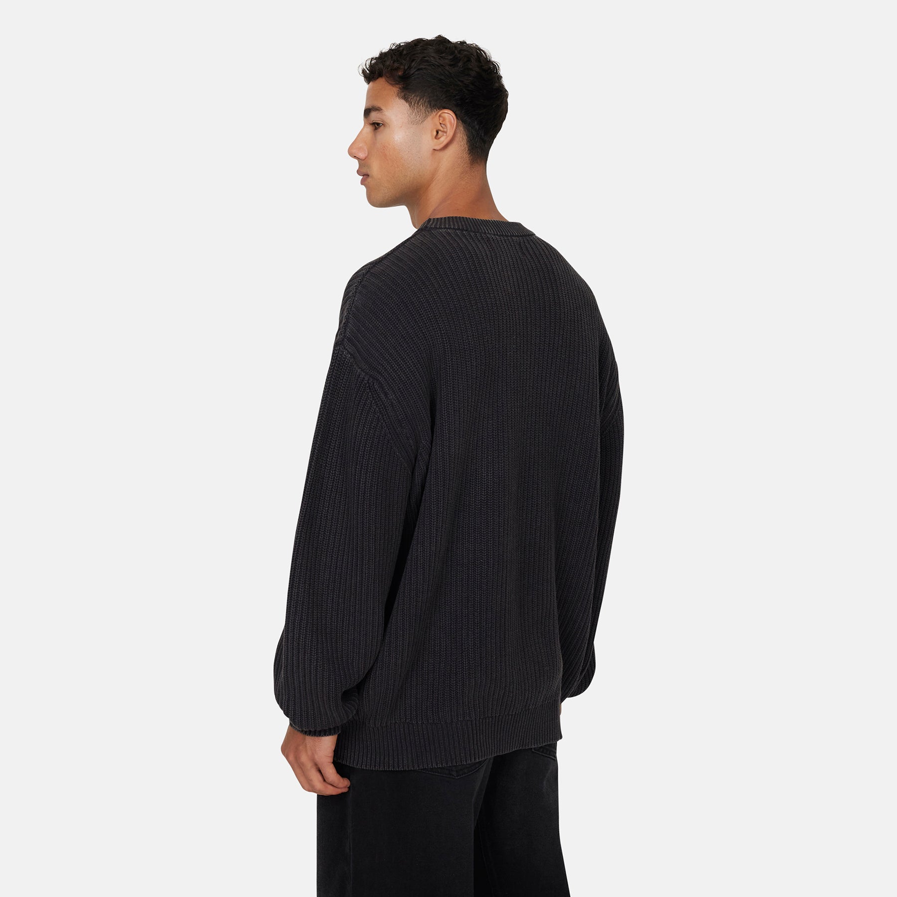Acid Wash Cable Knitwear Crew