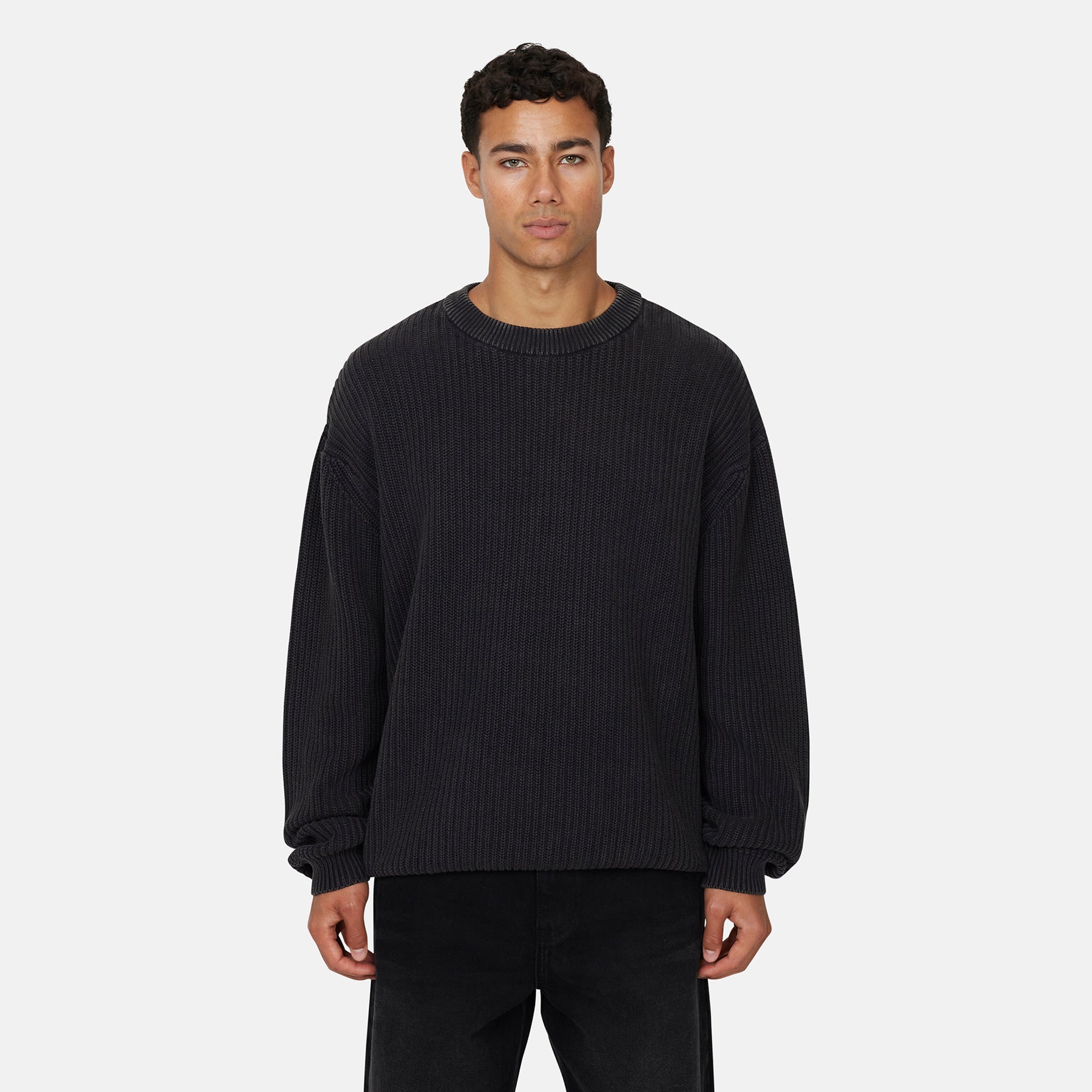 Acid Wash Cable Knitwear Crew