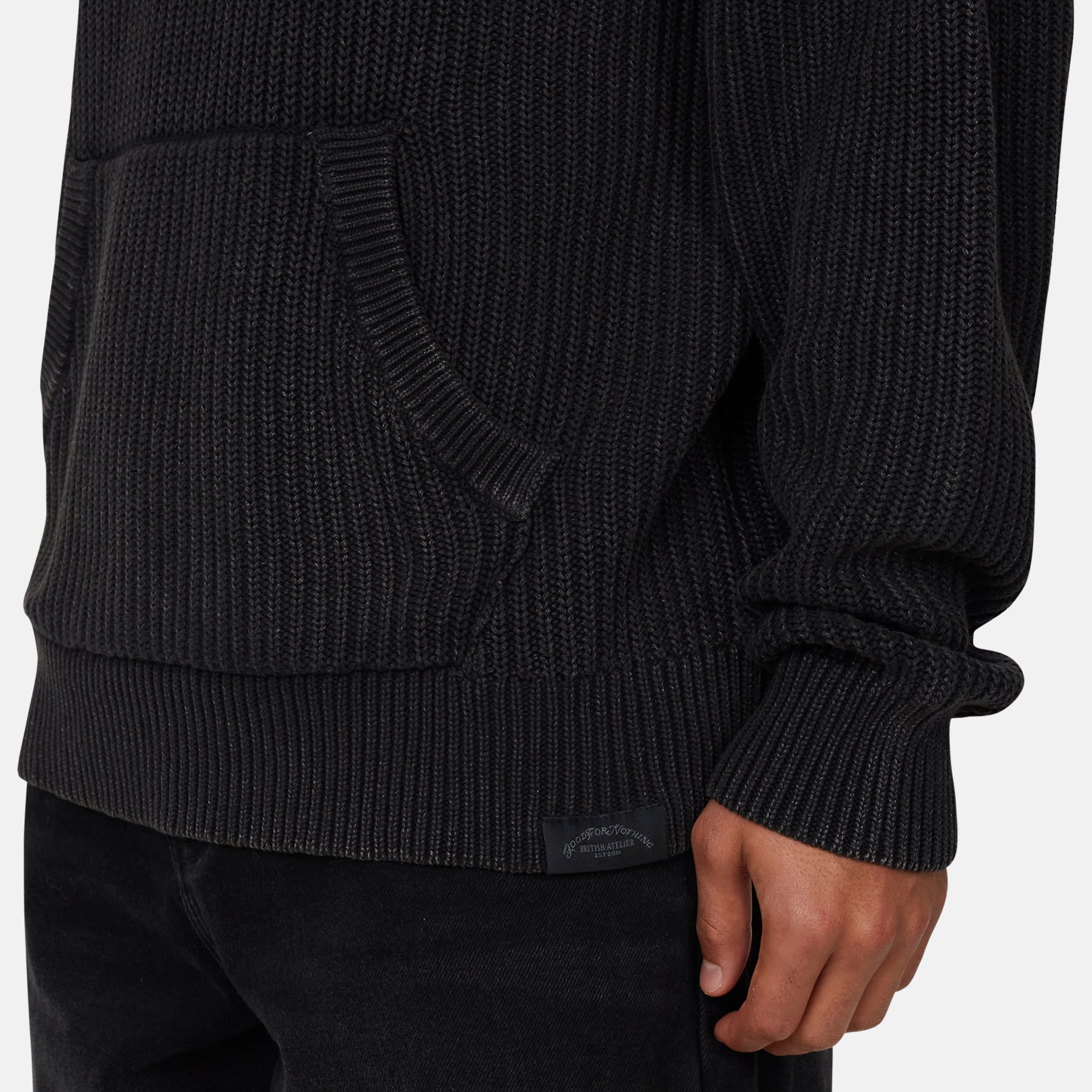 Acid Wash Cable Knitwear Hoodie