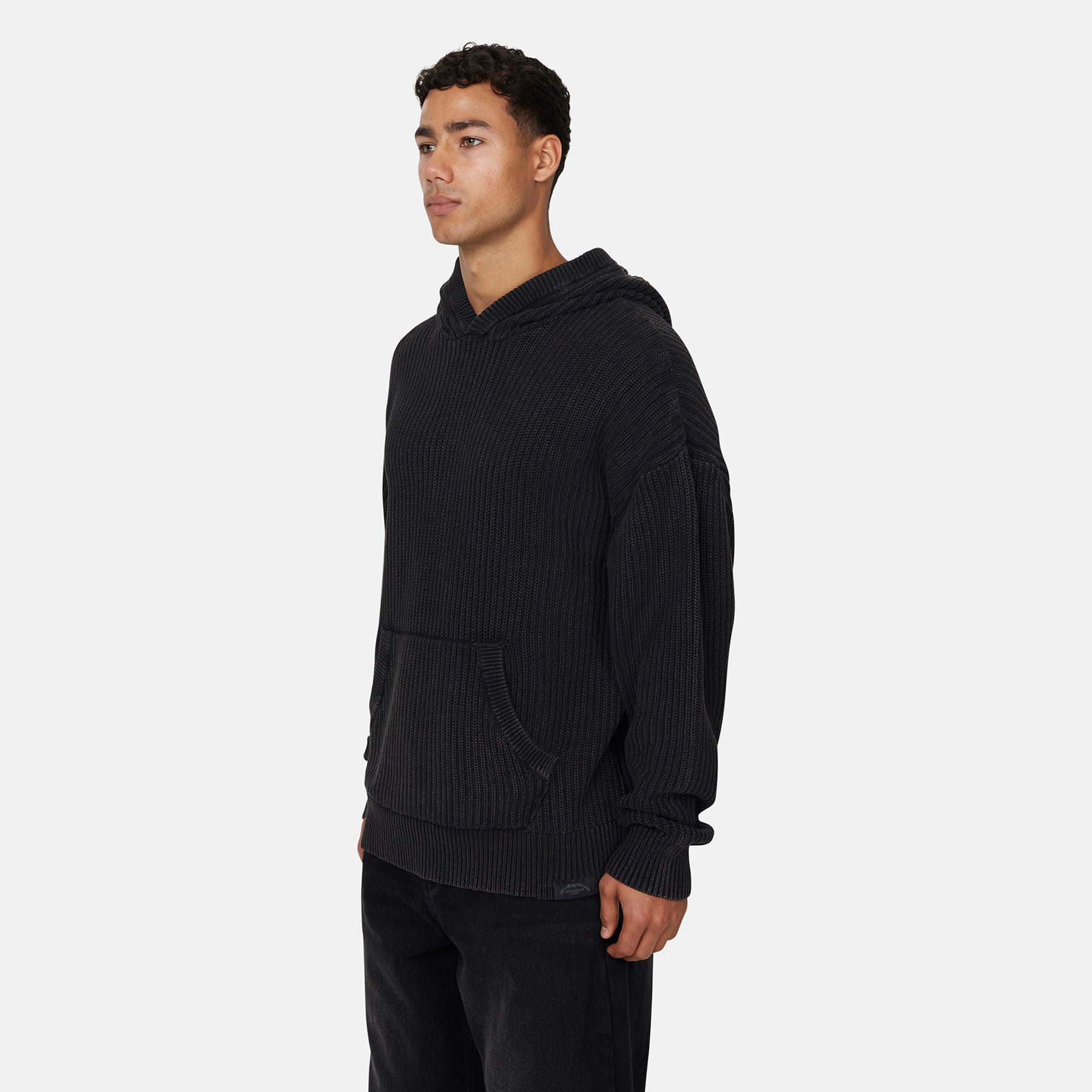 Acid Wash Cable Knitwear Hoodie