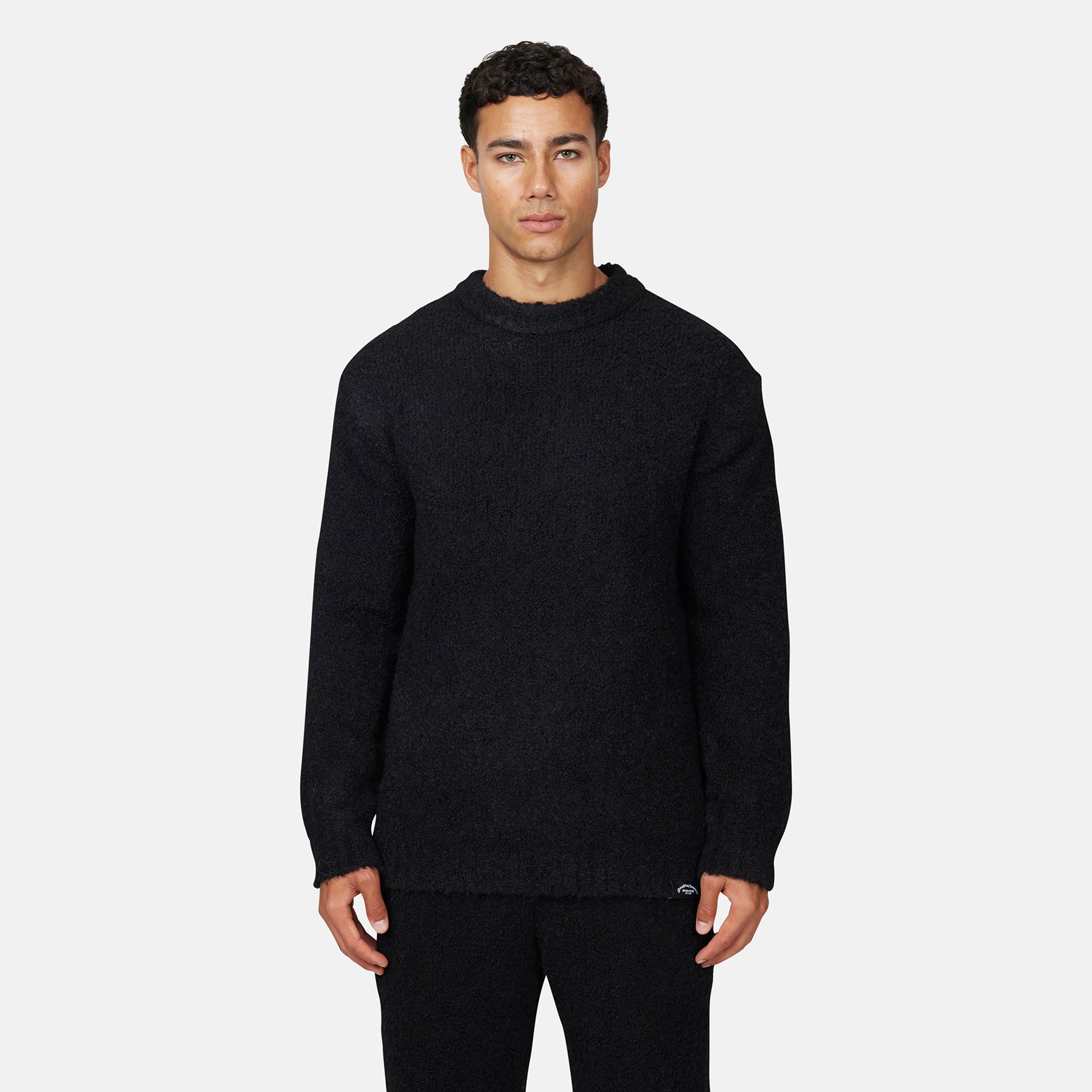 Cozy Boucle Knitwear Black Crew