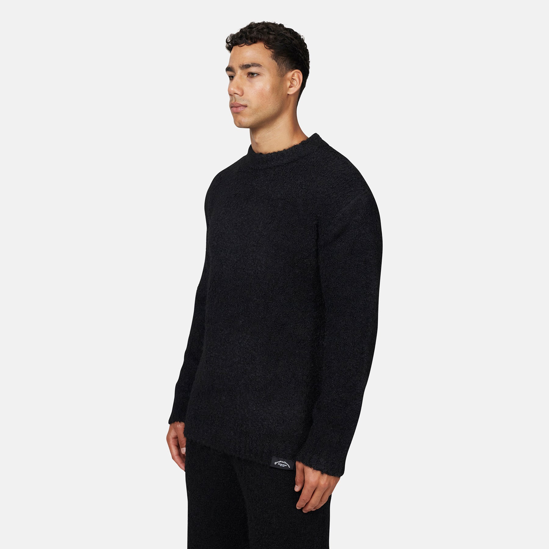 Cozy Boucle Knitwear Black Crew