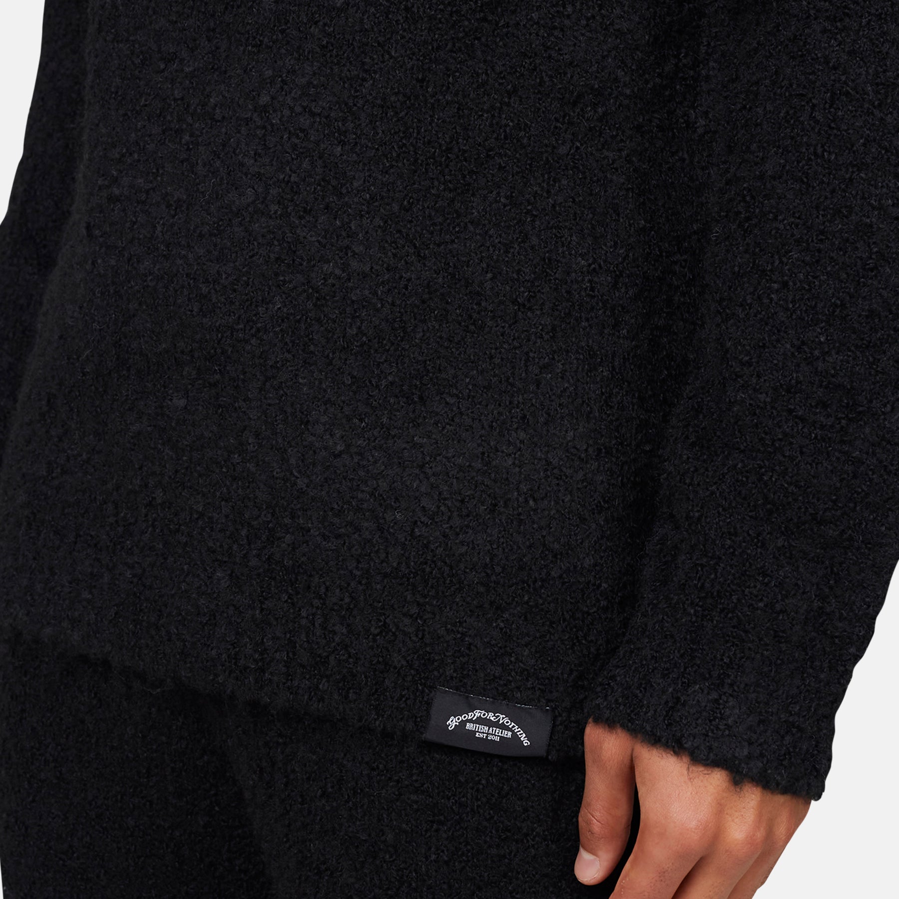 Cozy Boucle Knitwear Black Crew
