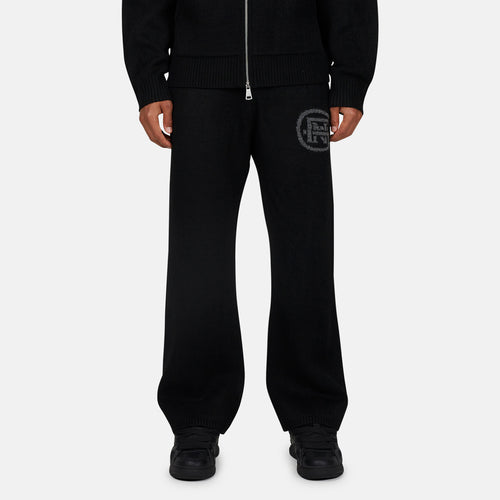 Monogram Fluffy Knit Black Pants