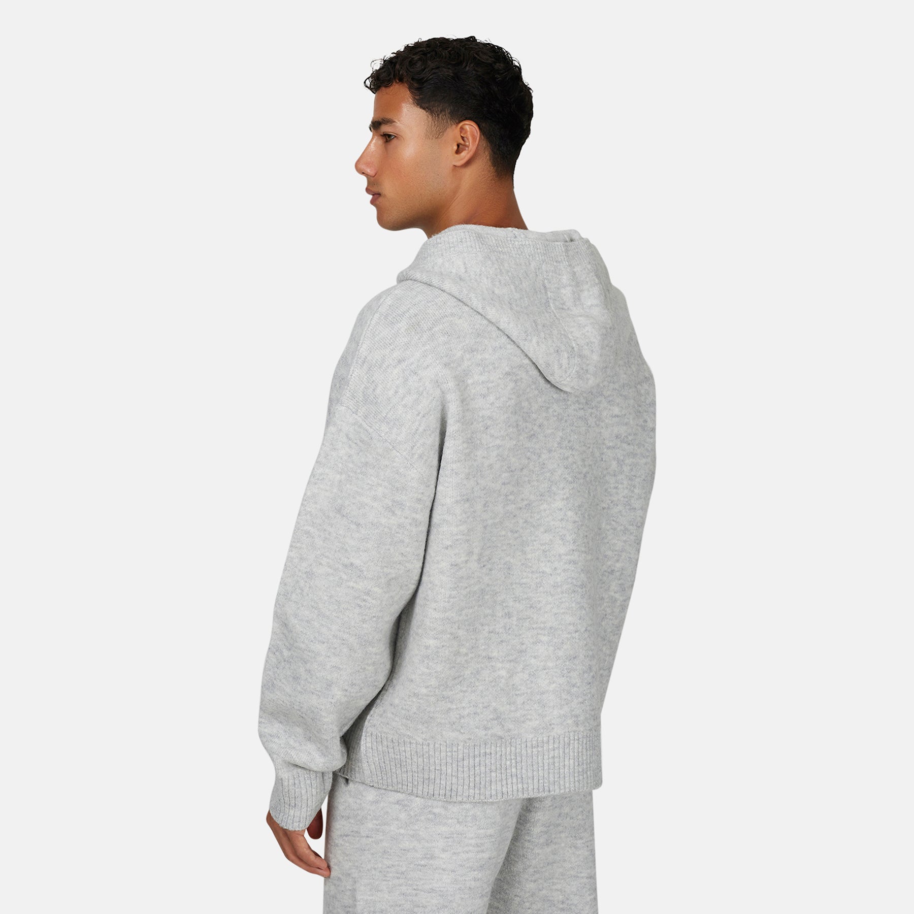 Monogram Fluffy Knit Grey Marl Zip Hoodie