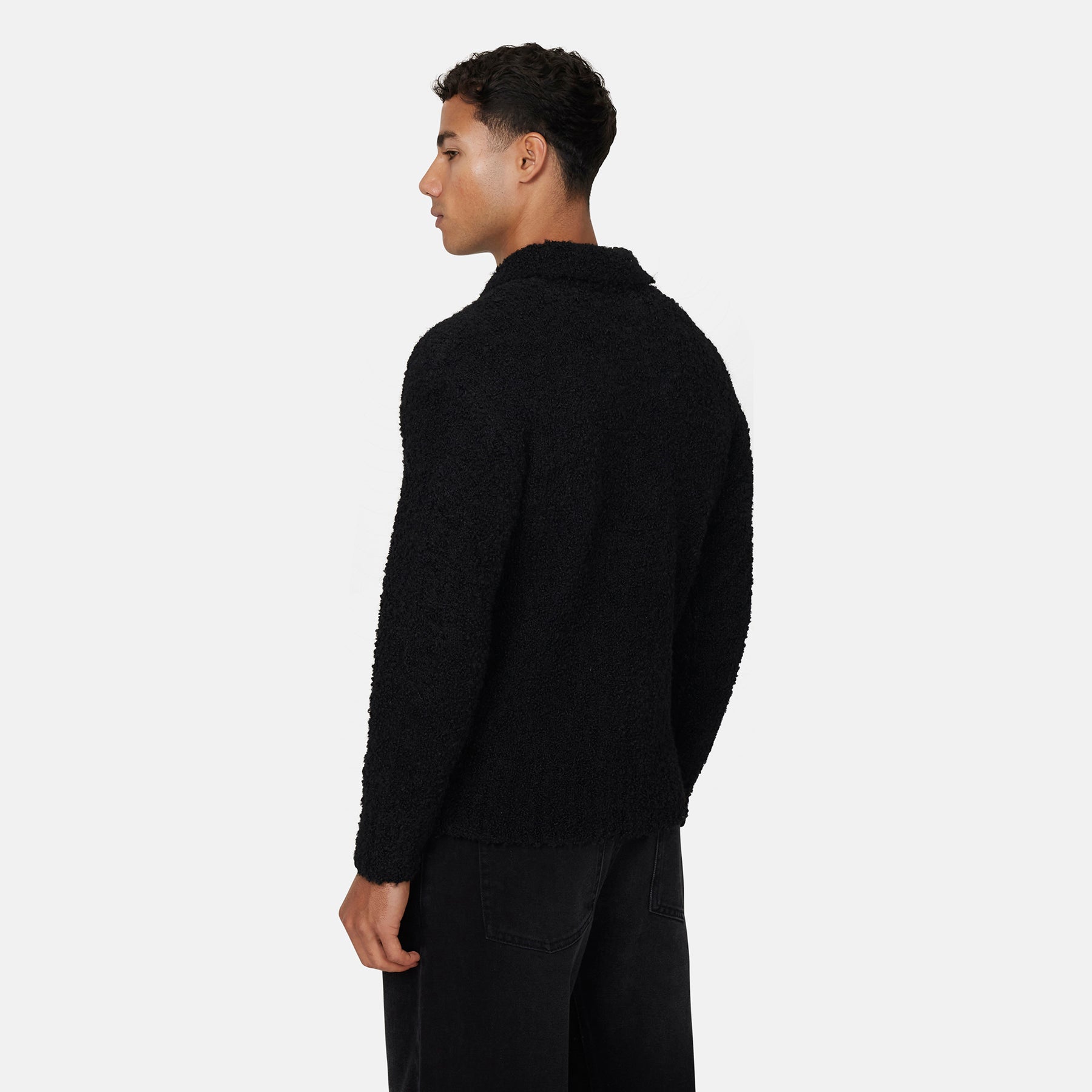 Cozy Boucle Knitwear Black Polo