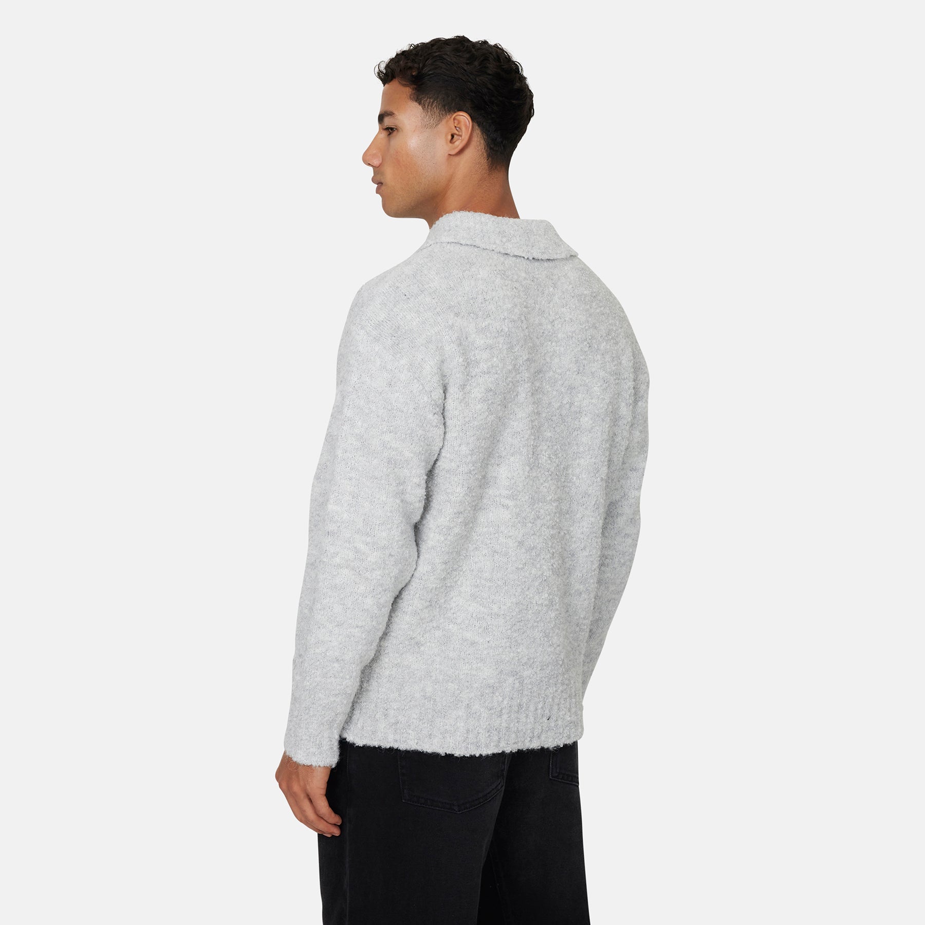 Cozy Boucle Knitwear Grey Polo