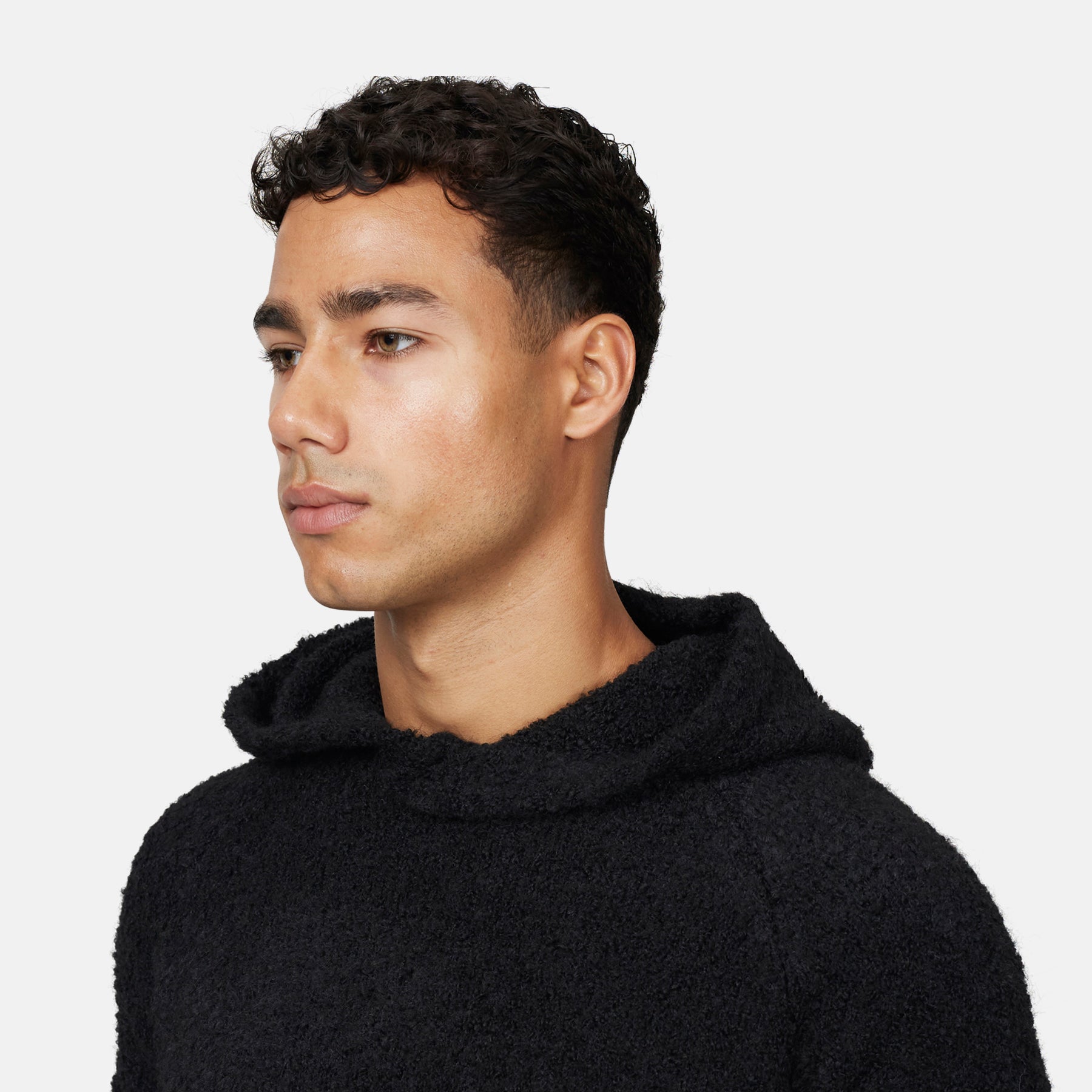 Cozy Boucle Knitwear Black Hoodie